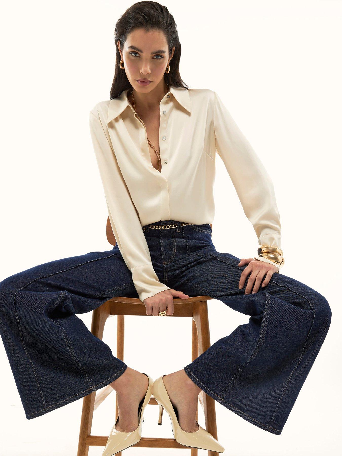 river-island-long-sleeve-slimline-satin-shirt-cream