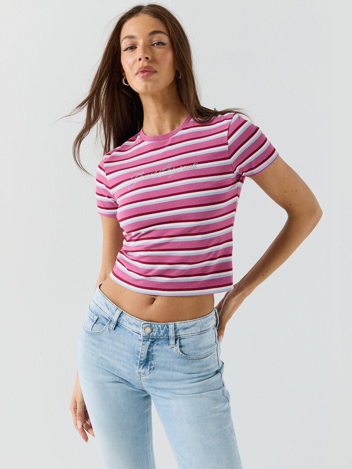 guess-jeans-vintage-stripe-baby-t-shirt-purplefront