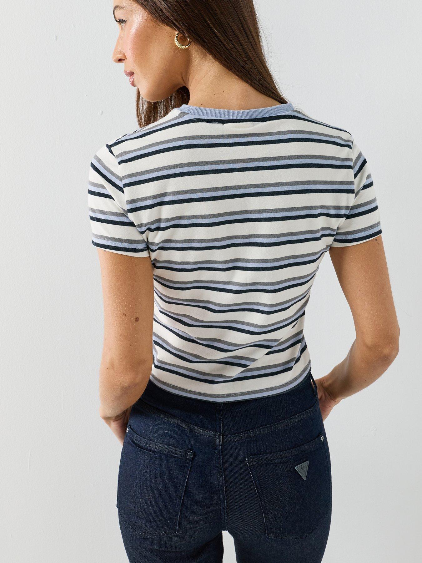Image 2 of 5 of Guess Jeans Vintage Stripe Baby T-Shirt - Blue