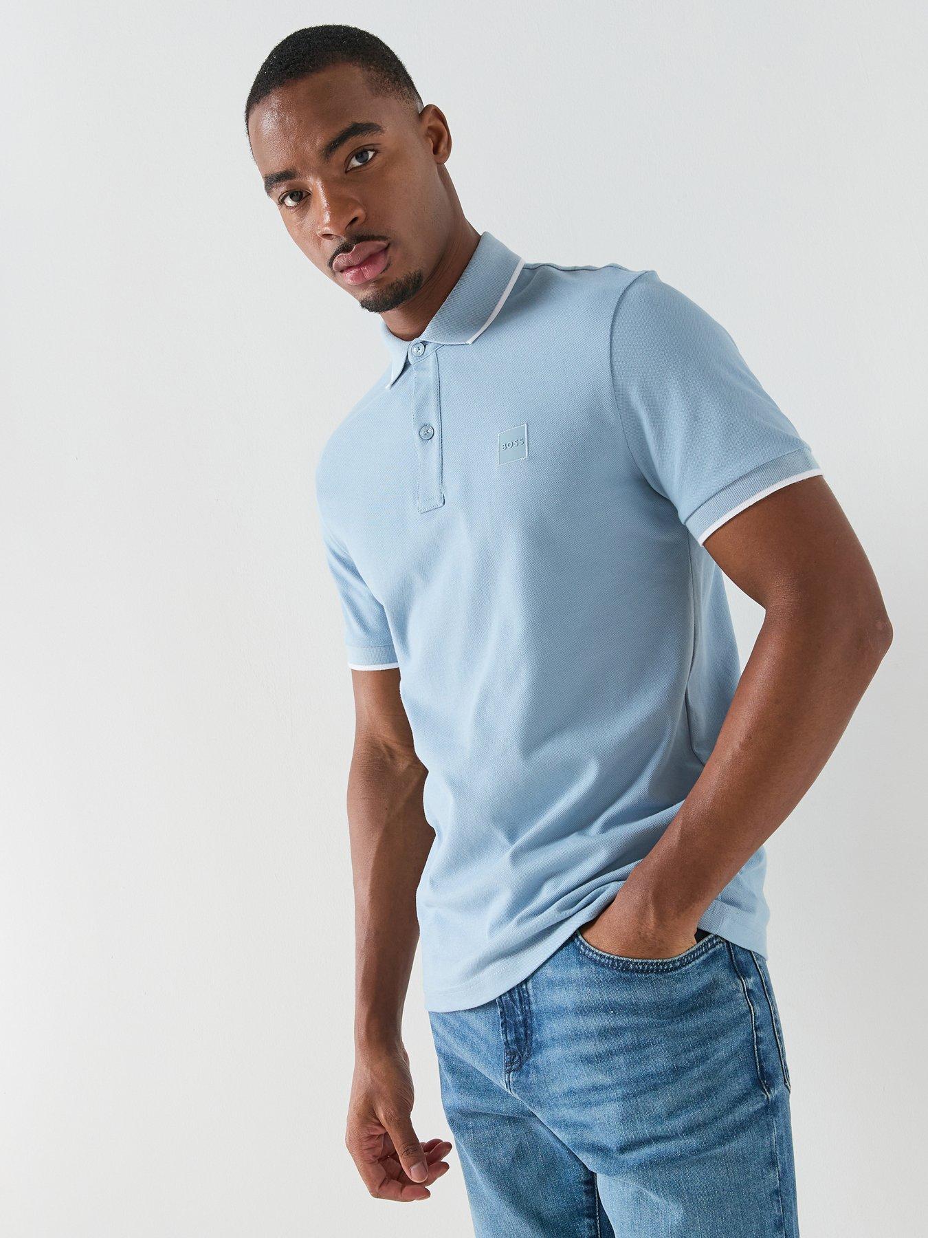 BOSS Passertip Slim Fit Short Sleeve Polo Shirt - Blue