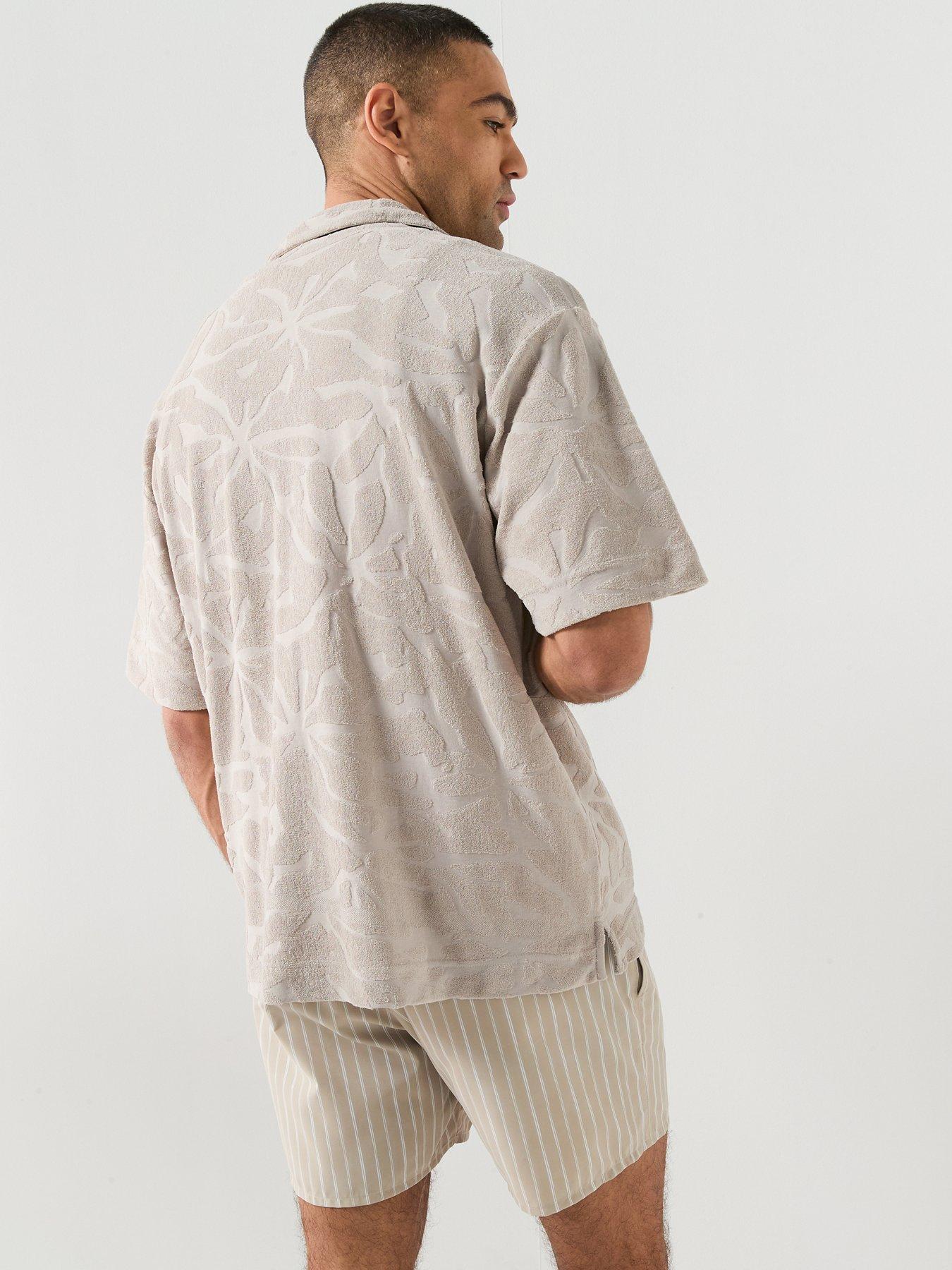 Image 2 of 5 of BOSS We_Flower Relaxed Fit Towelling Shirt - Light Grey