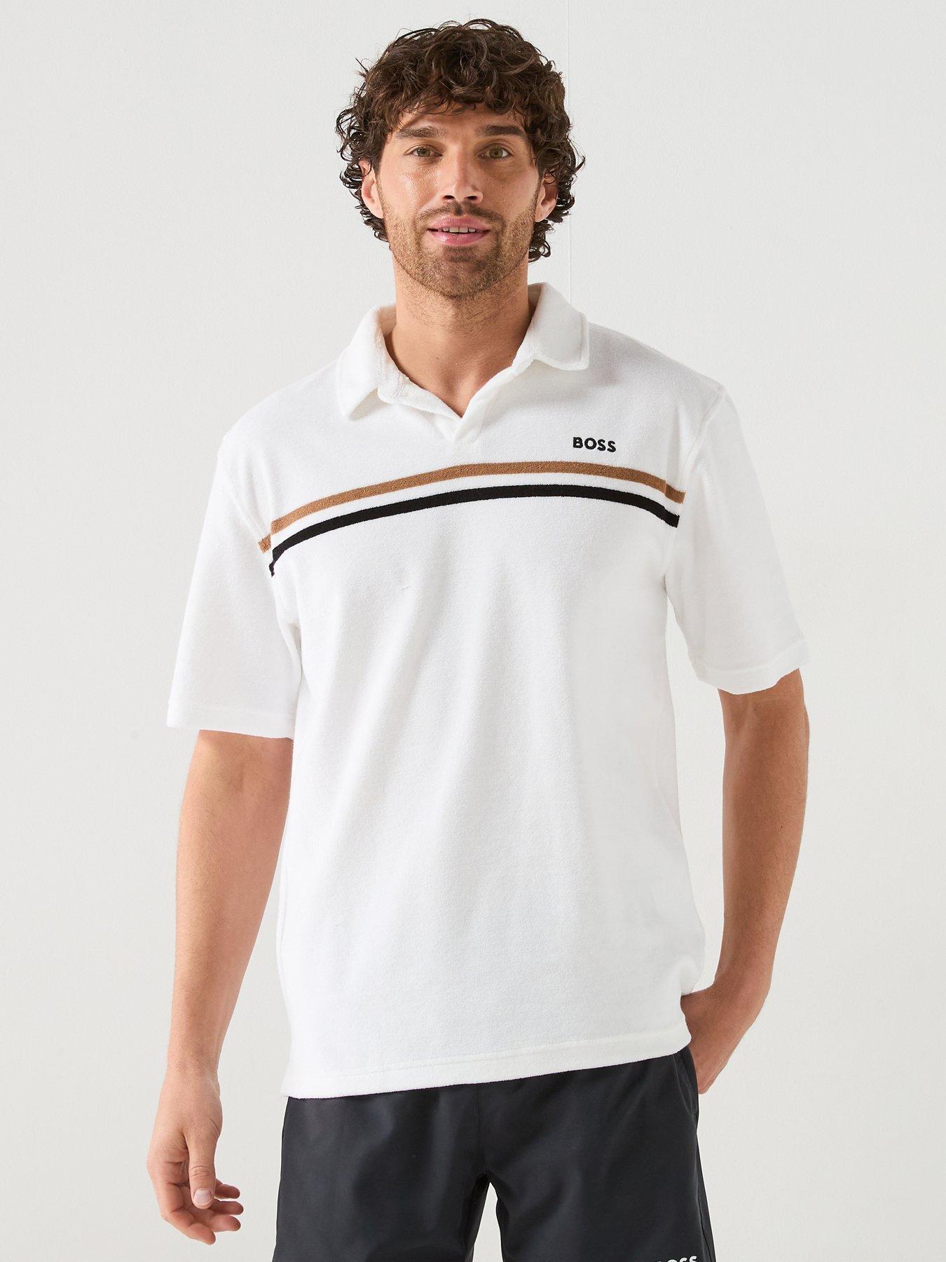 BOSS Iconic Towelling Polo Shirt - White