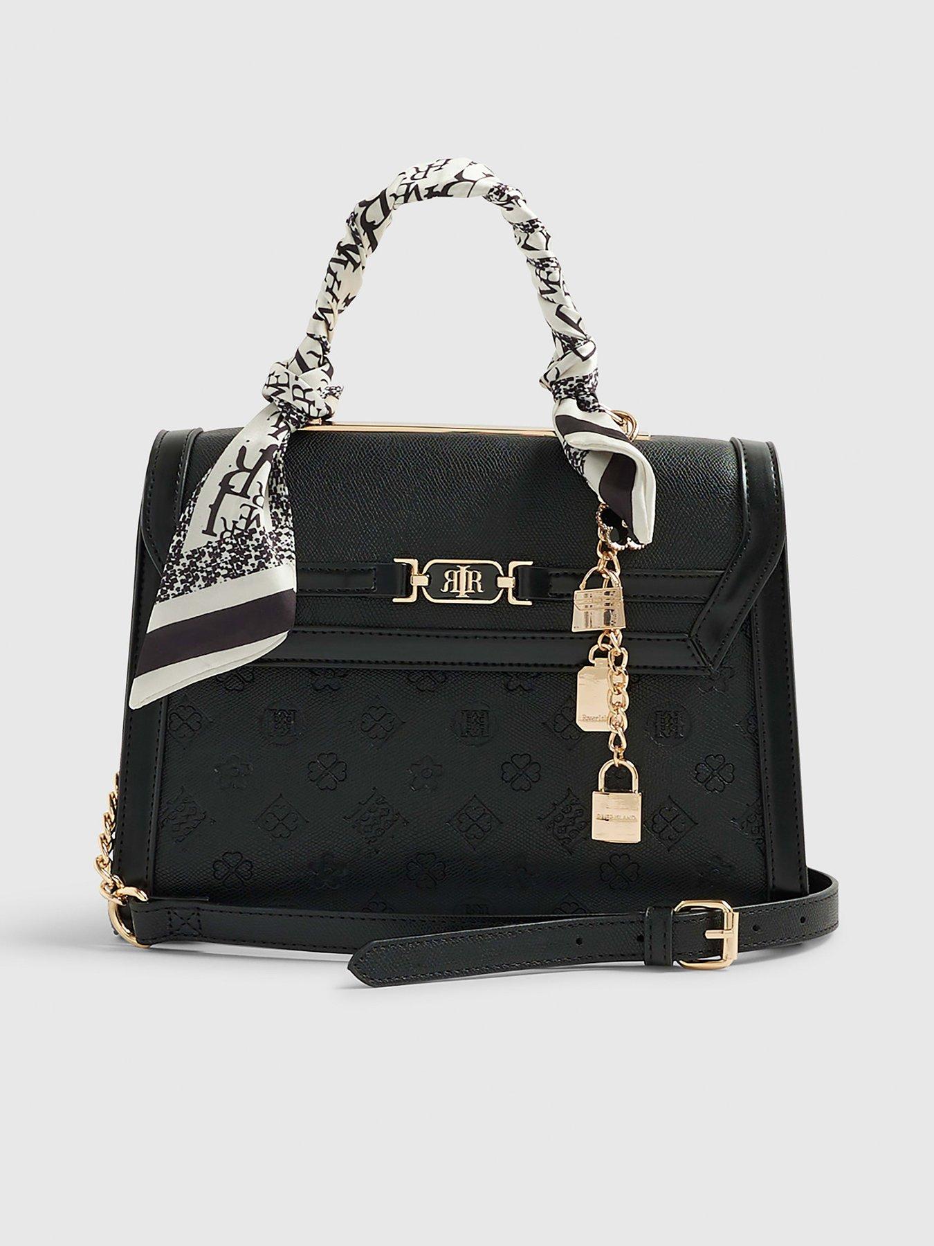 river-island-med-emboss-charm-tote-blackfront