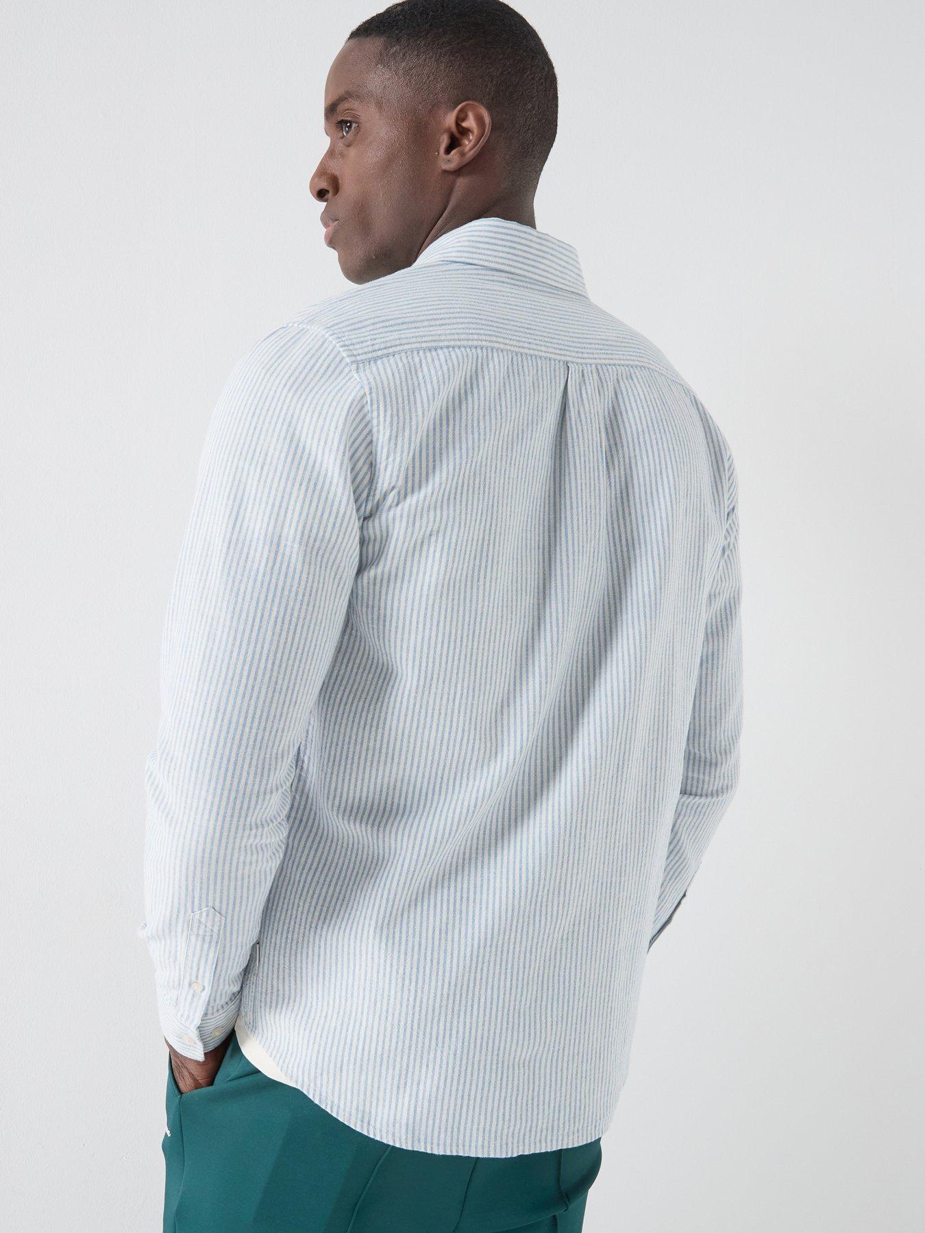 Image 2 of 4 of Les Deux Konrad Stripe Cotton Linen Shirt - Light Blue