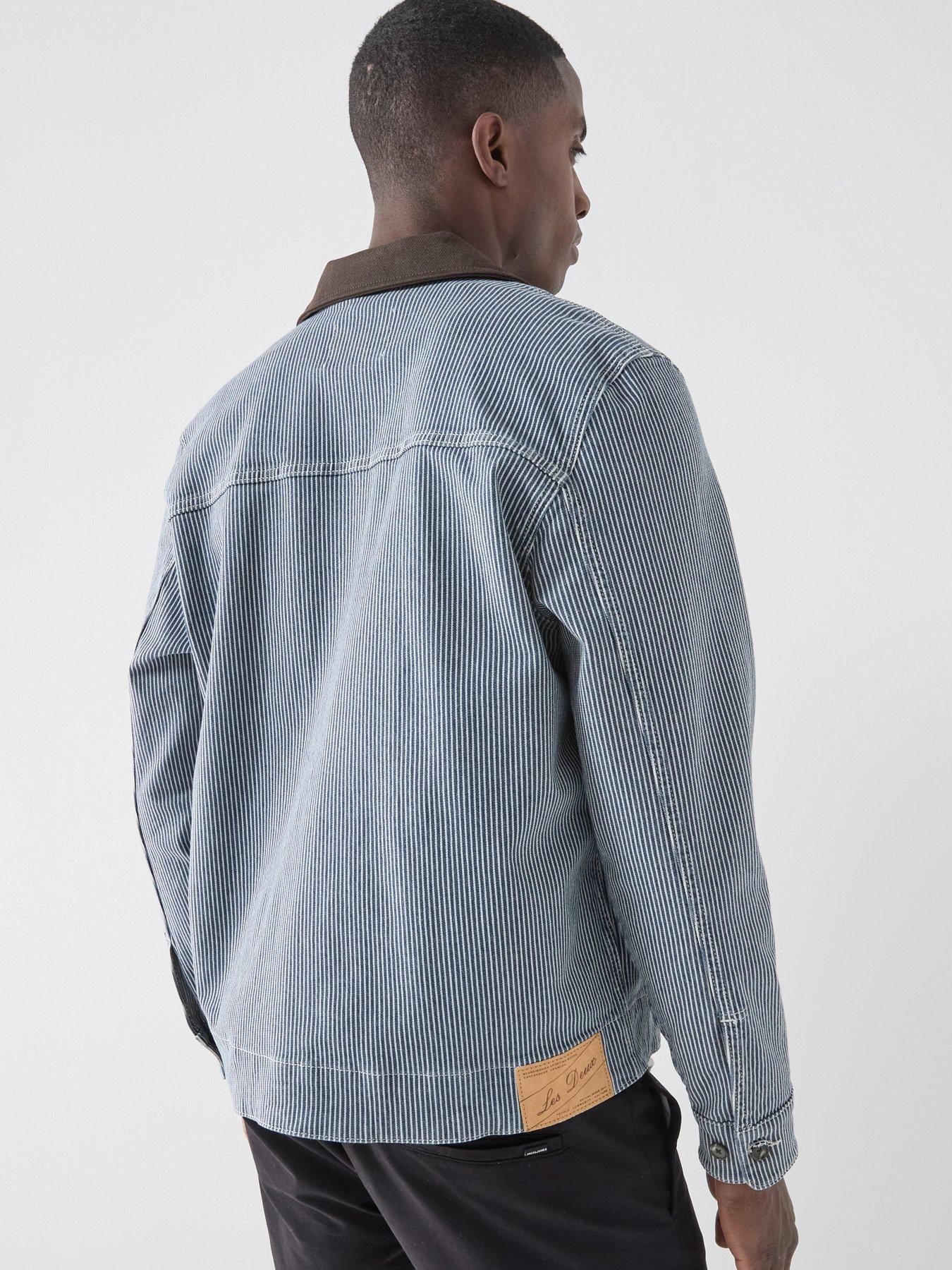 Image 2 of 6 of Les Deux Les Deux Robert Striped Chore Jacket - Navy