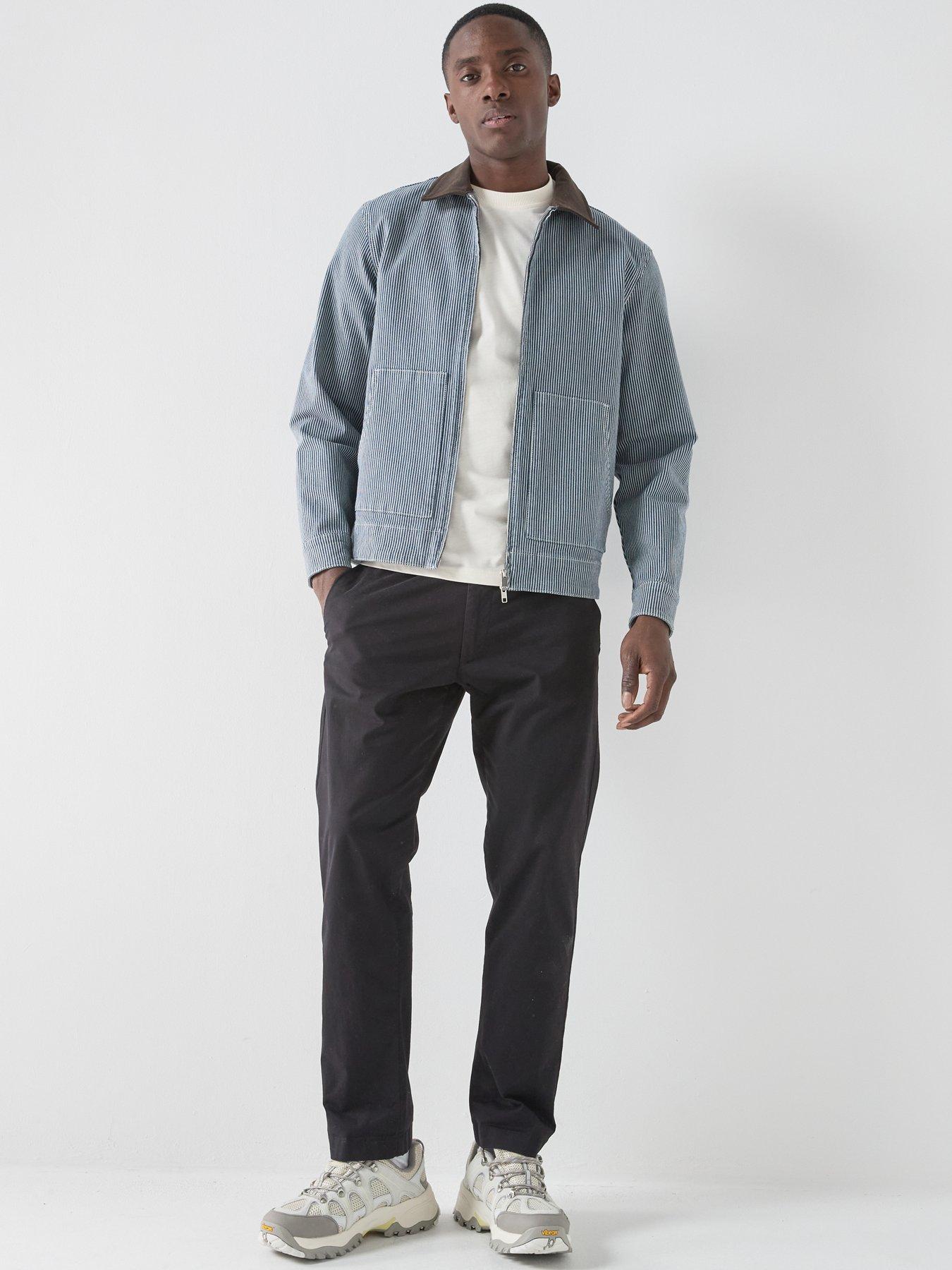 Image 3 of 6 of Les Deux Les Deux Robert Striped Chore Jacket - Navy