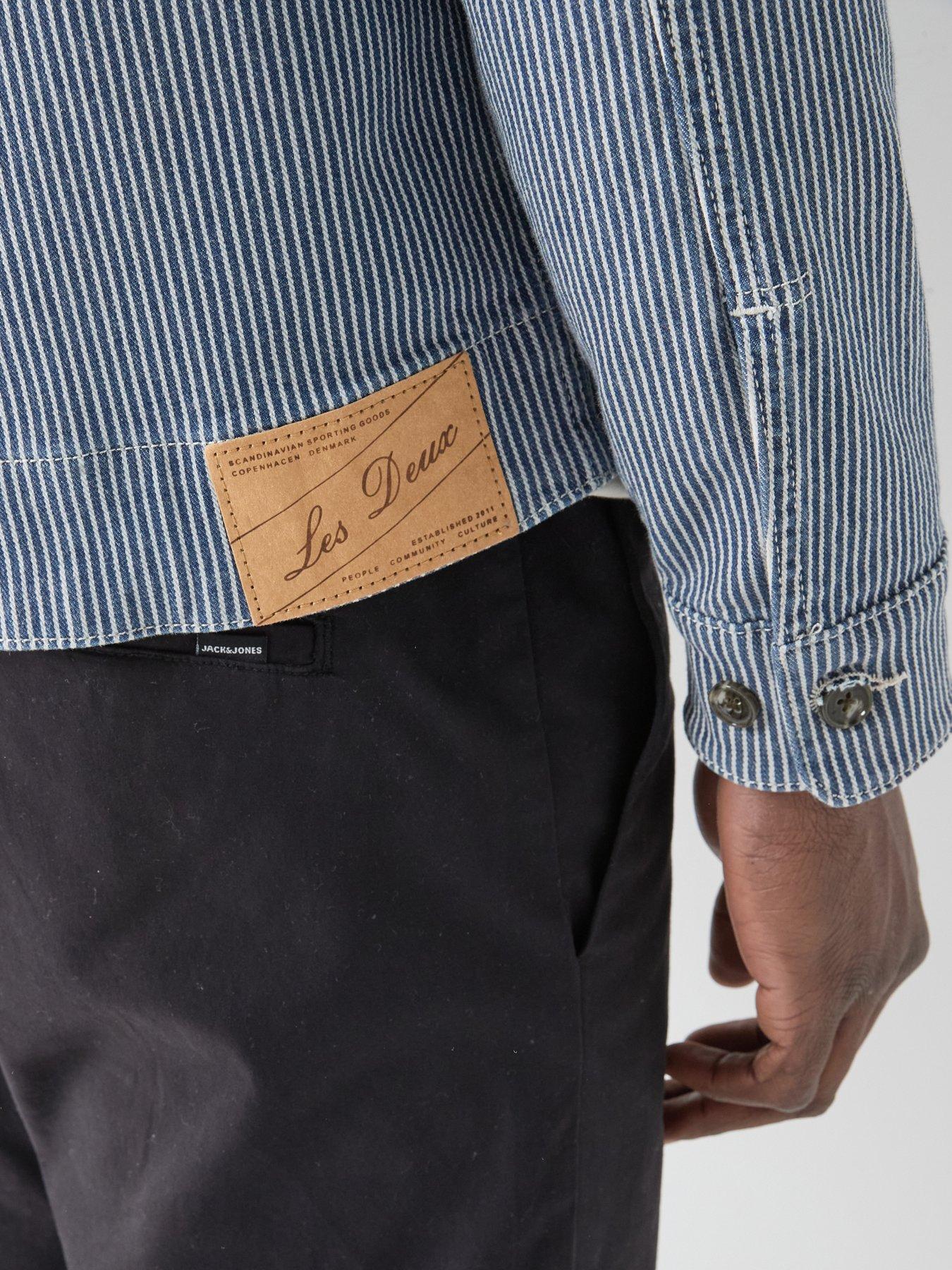 Image 5 of 6 of Les Deux Les Deux Robert Striped Chore Jacket - Navy