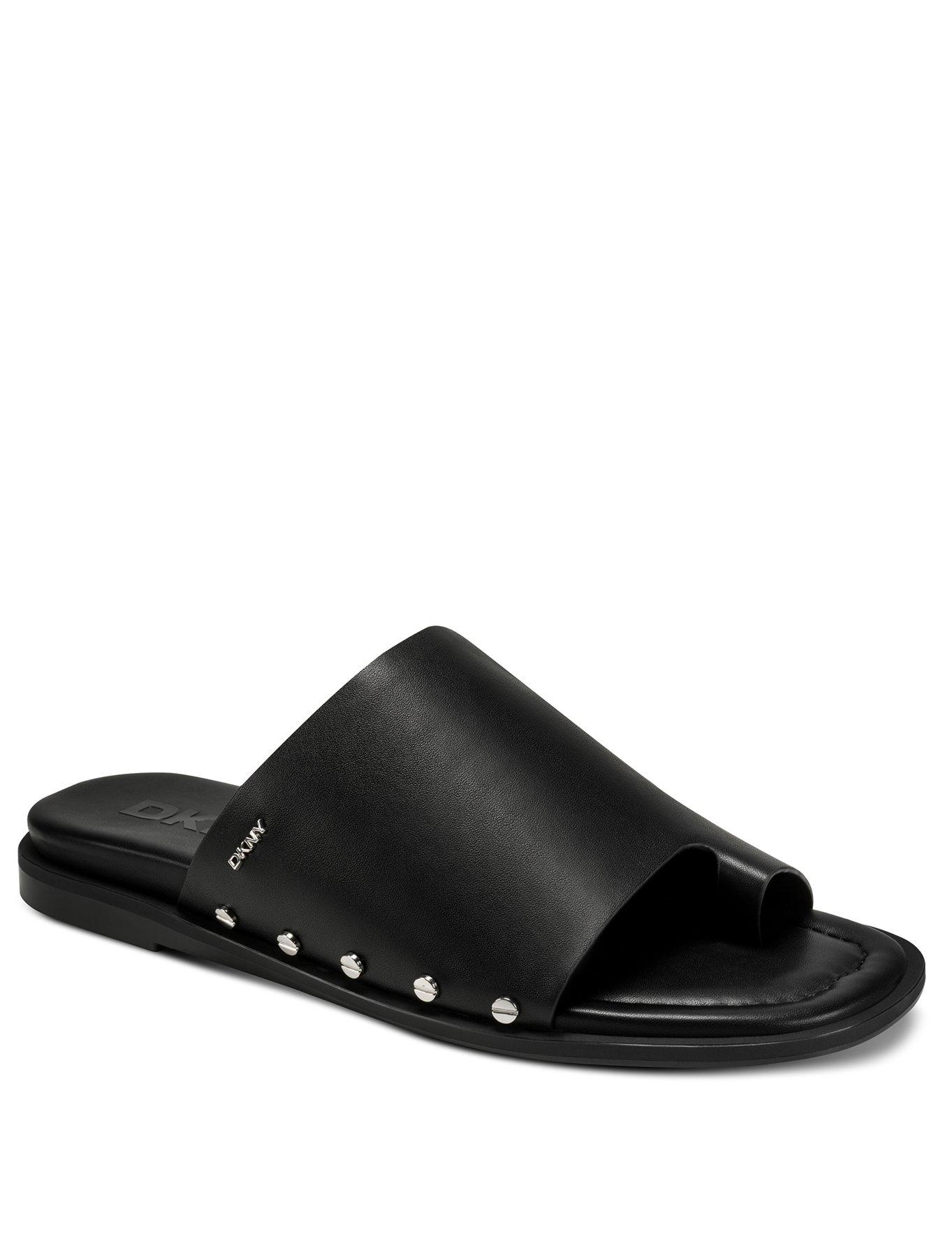 dkny-colwyn-flat-sandal-with-toe-loop-blackstillFront
