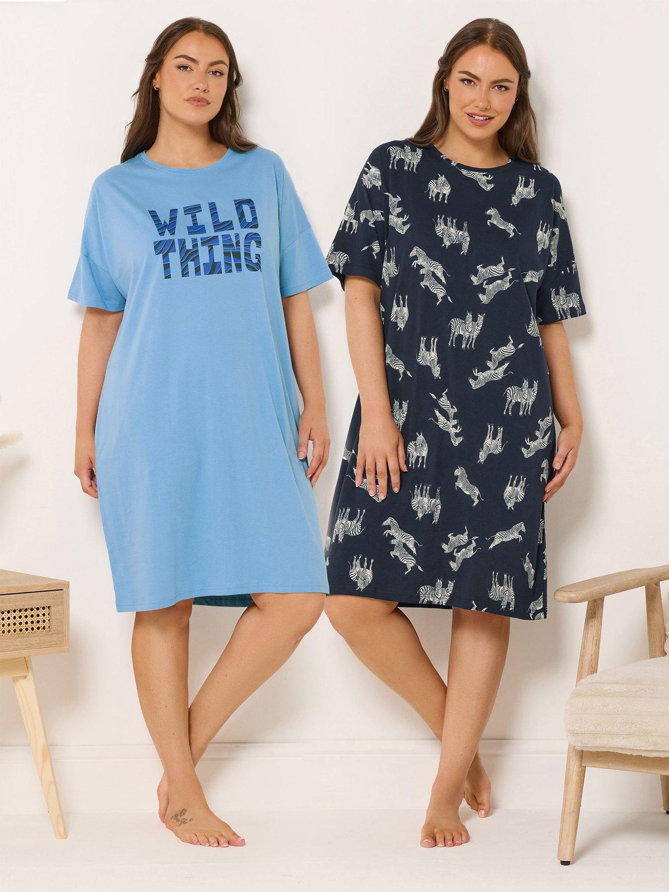 yours-curve-2-pack-wild-sleeptee-nightdress-blue