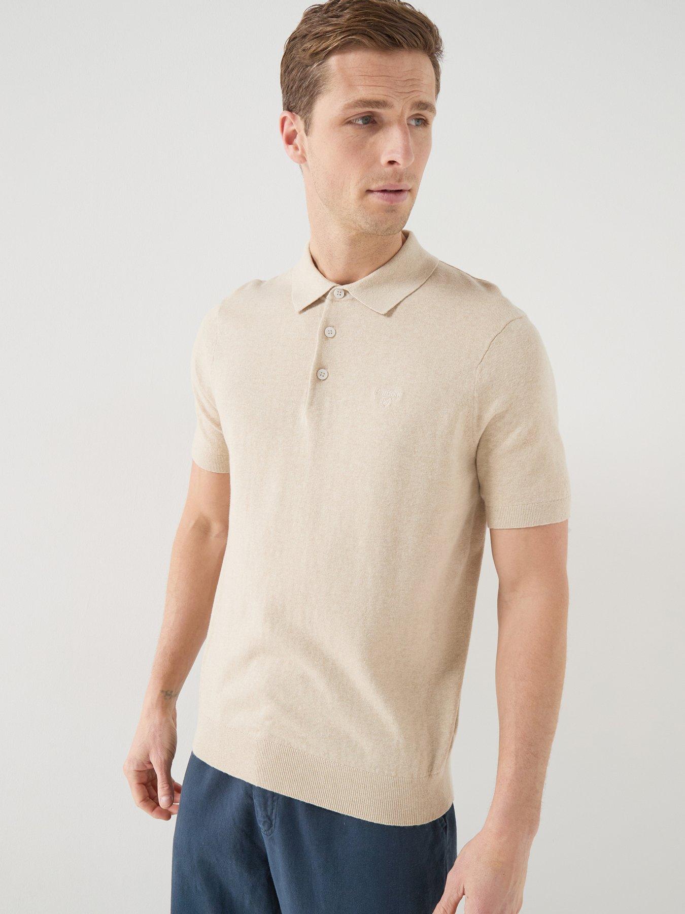 Barbour Barbour Muston Linen Blend Knitted Polo Shirt - Light Beige