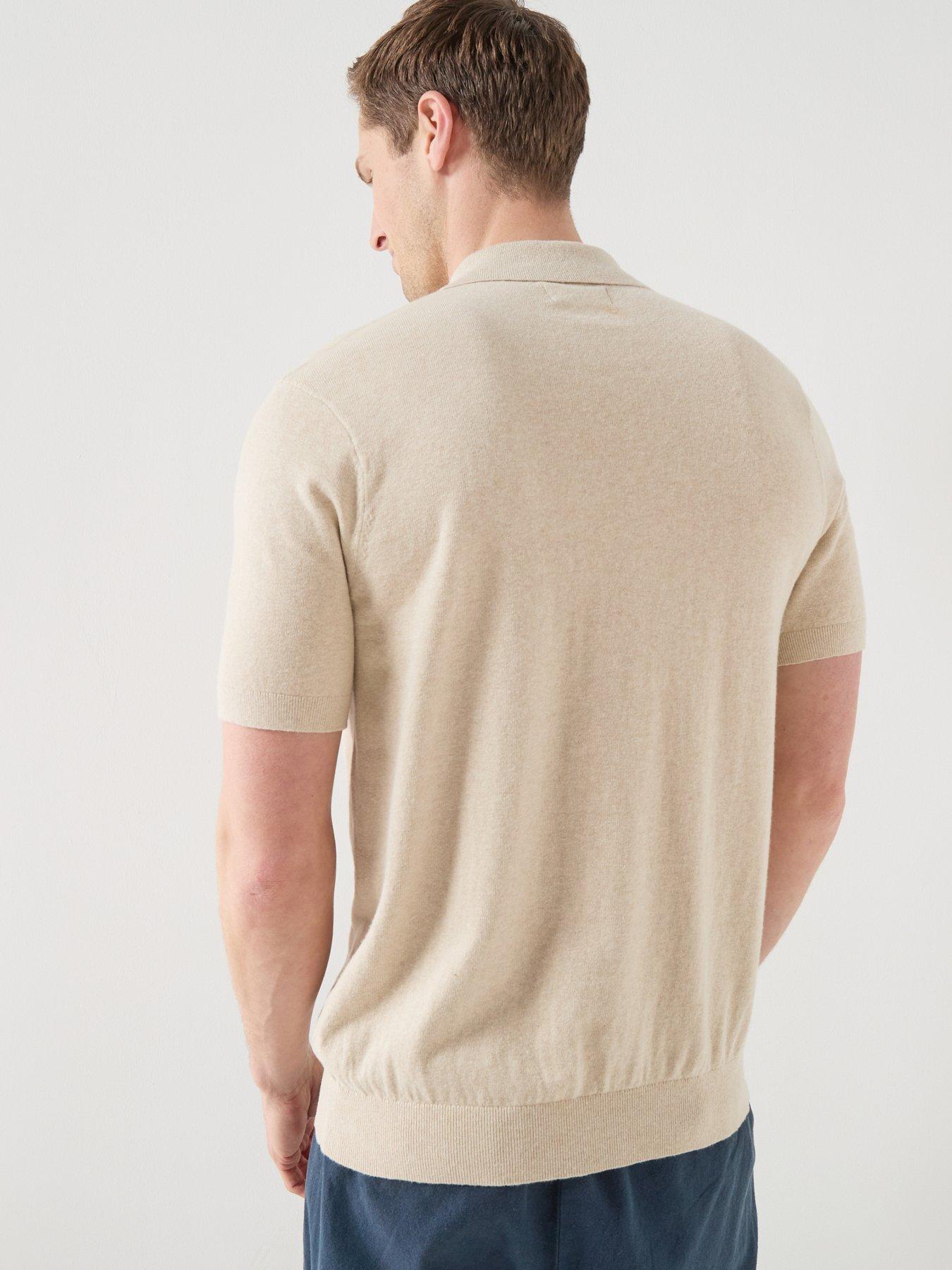 Image 2 of 5 of Barbour Muston Linen Blend Knitted Polo Shirt - Light Beige