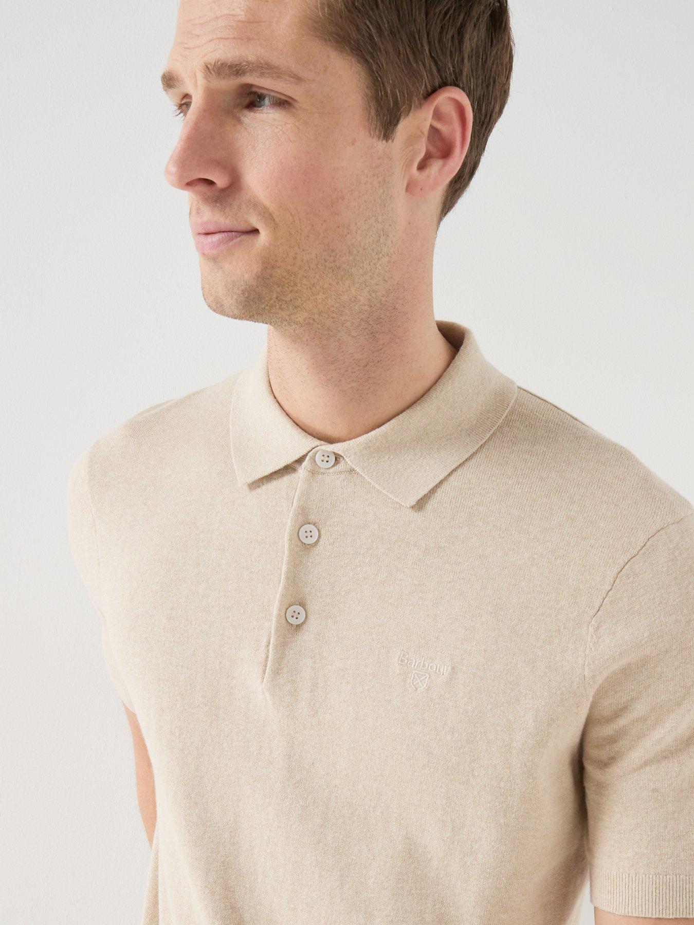 Image 4 of 5 of Barbour Muston Linen Blend Knitted Polo Shirt - Light Beige