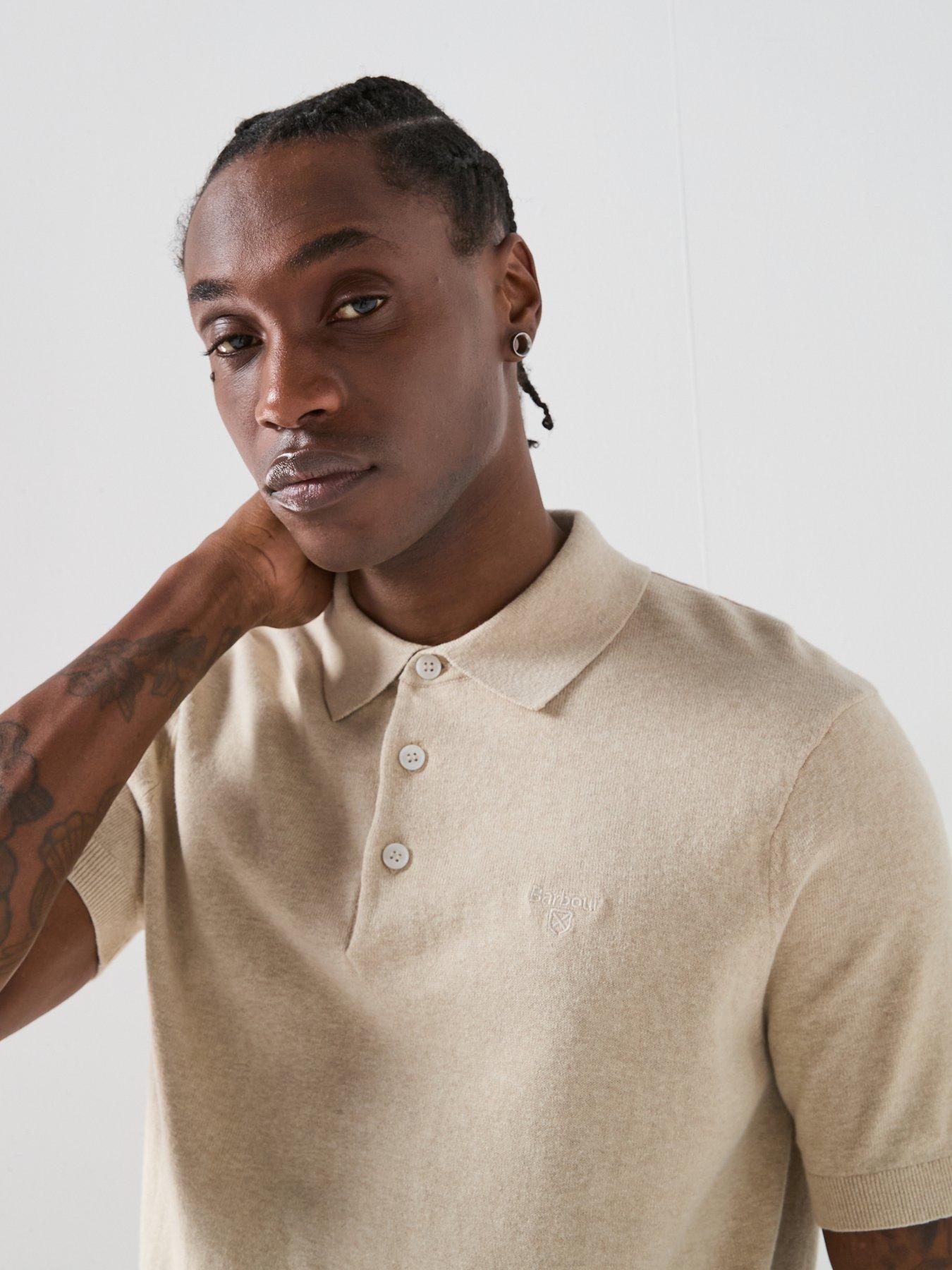 Image 5 of 5 of Barbour Muston Linen Blend Knitted Polo Shirt - Light Beige