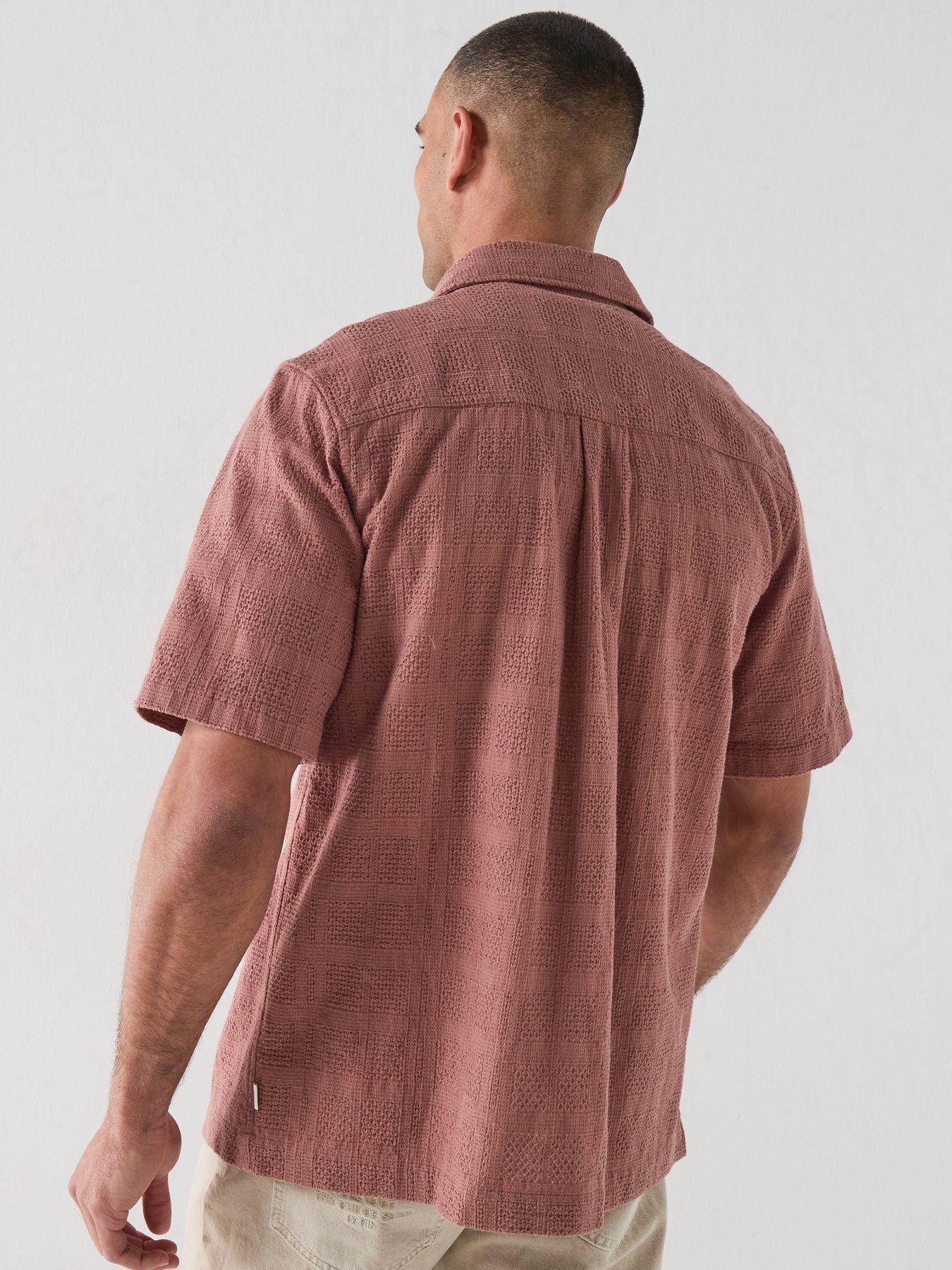 Image 2 of 6 of Les Deux Charlie Textured Short Sleeve Shirt - Light Red