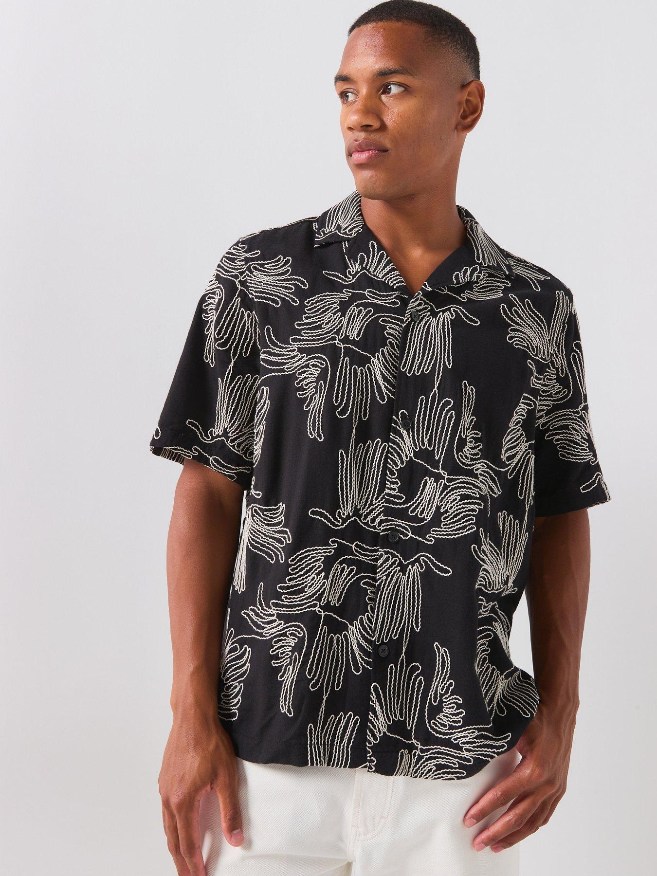 Les Deux Les Deux Liam Flower Short Sleeve Shirt - Black