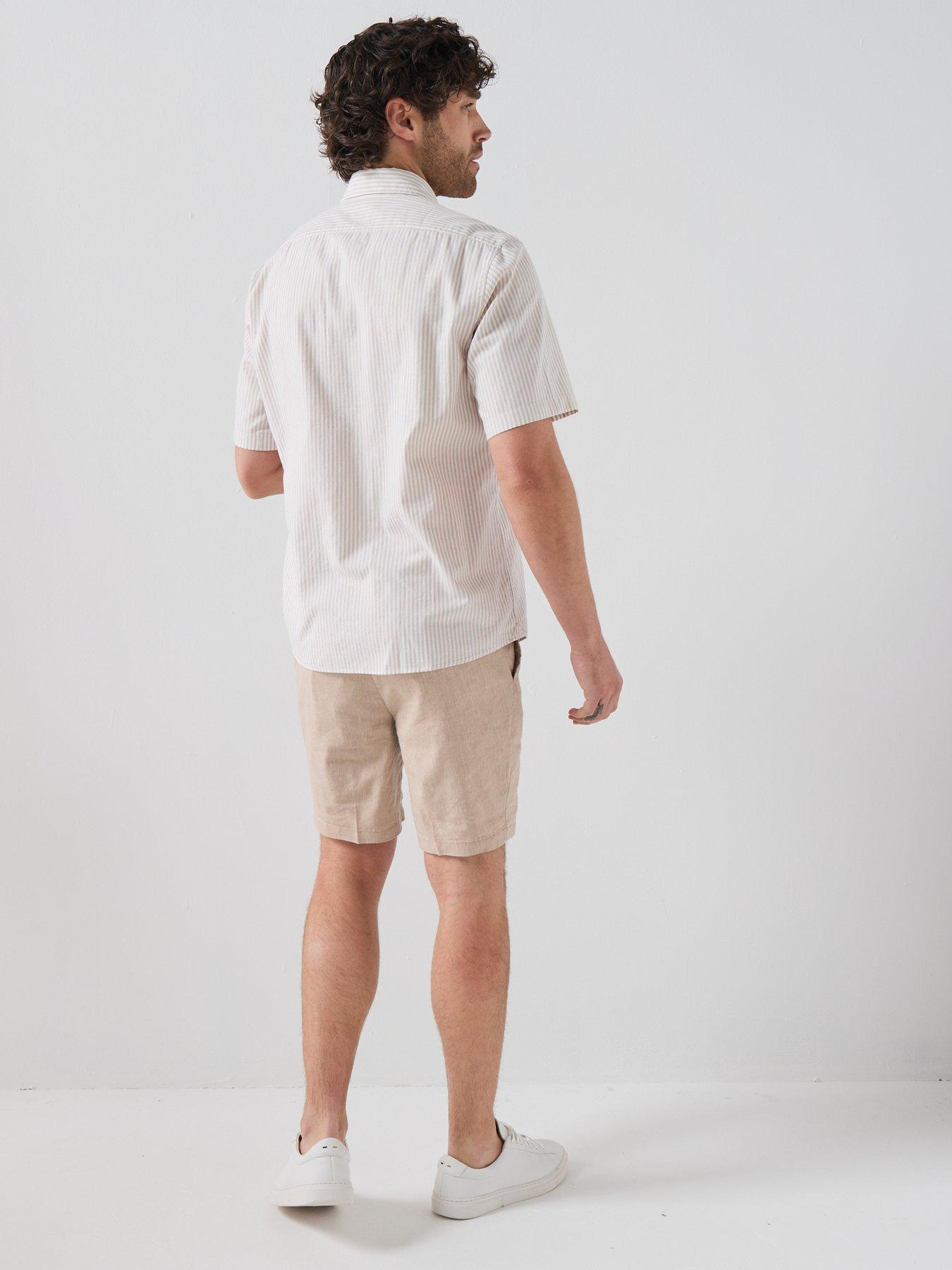 boss-button-down-short-sleeve-stripe-shirt-beigedetail