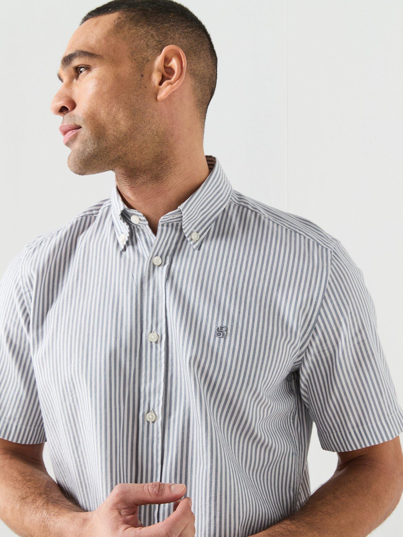 boss-button-down-short-sleeve-stripe-shirt-bluedetail