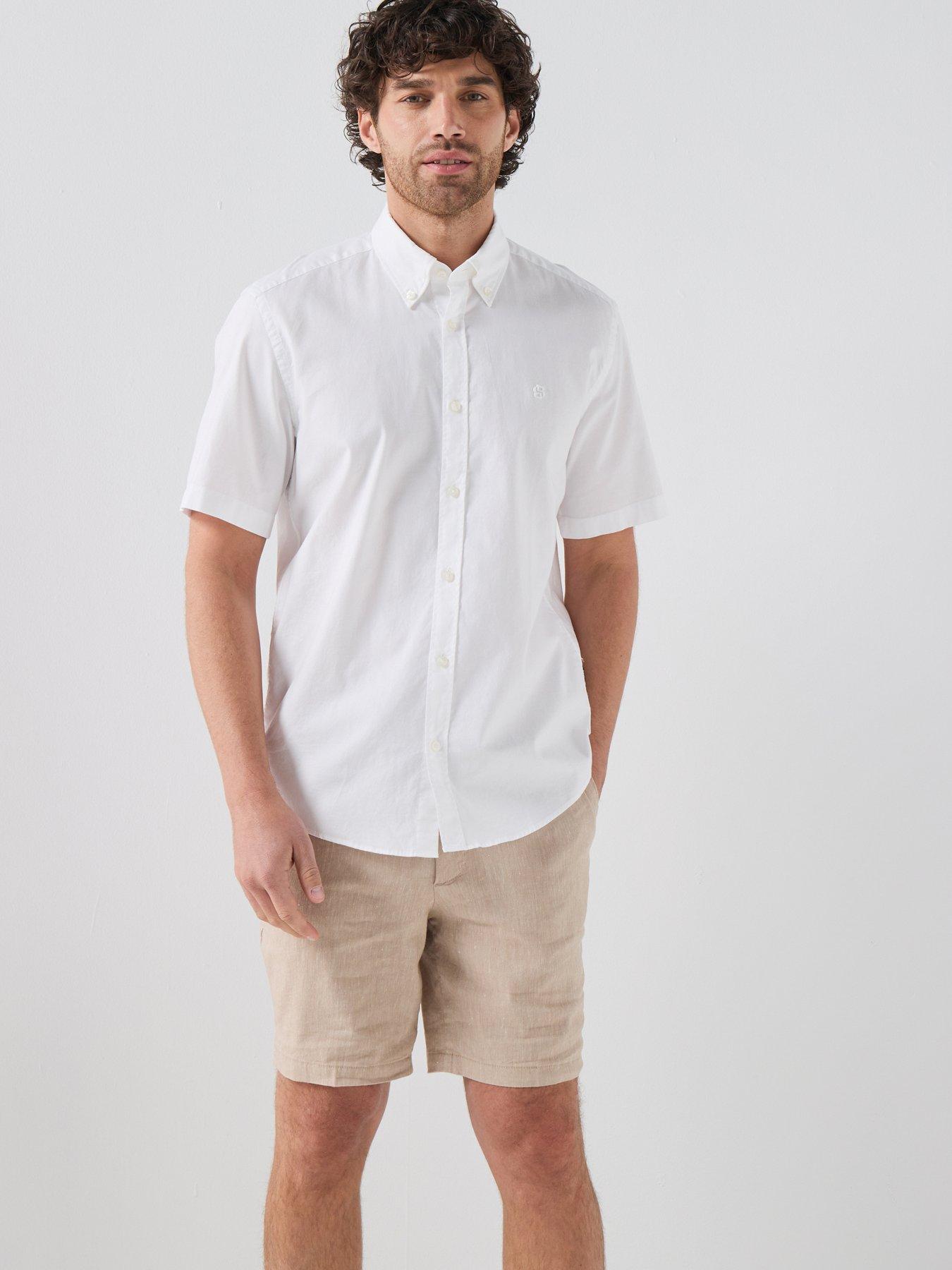 boss-button-down-short-sleeve-shirt-whitefront
