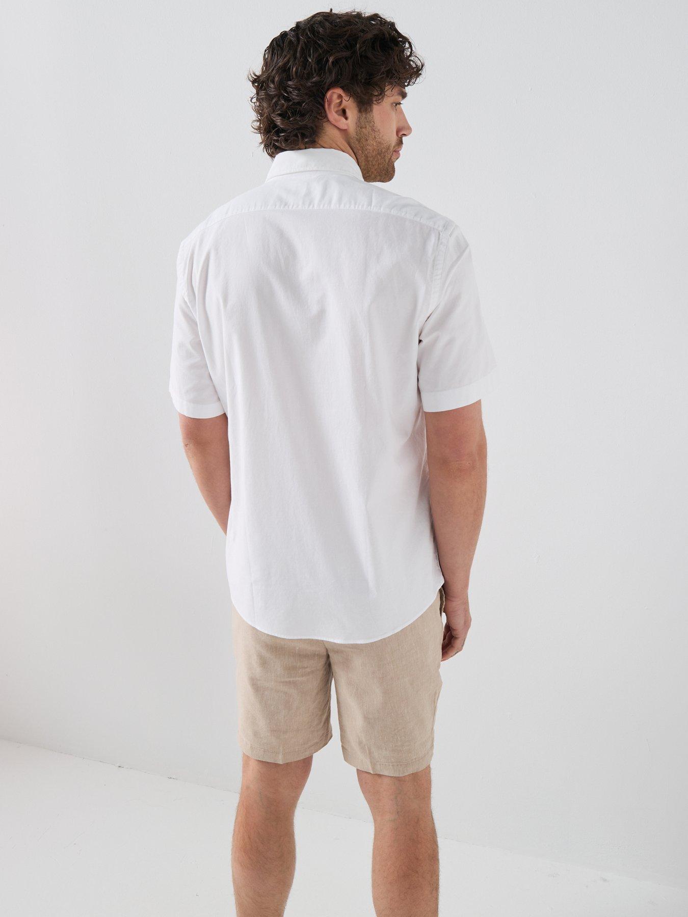 boss-button-down-short-sleeve-shirt-whitestillFront