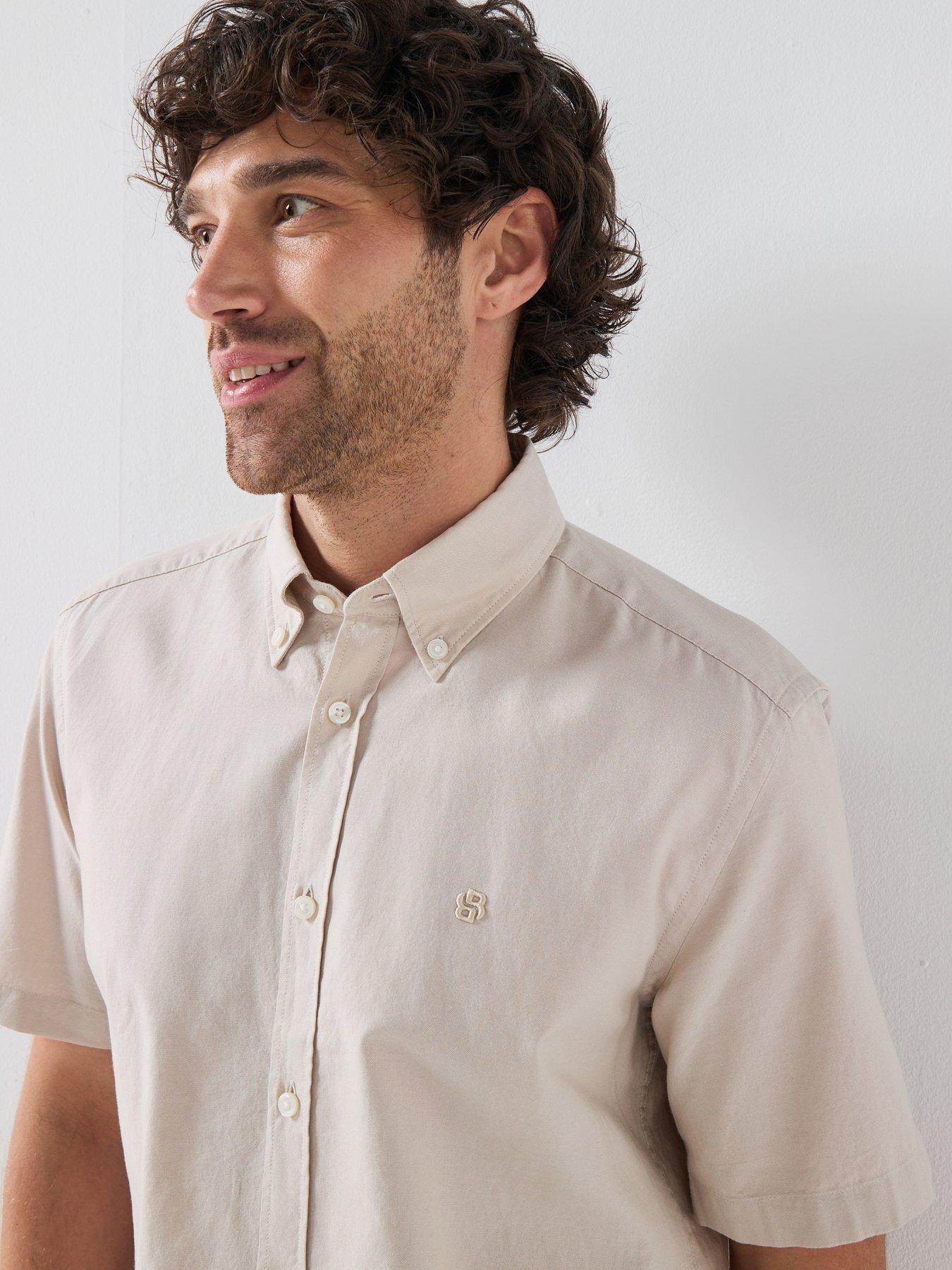 boss-h-liam-button-down-short-sleeve-shirt-beigeoutfit
