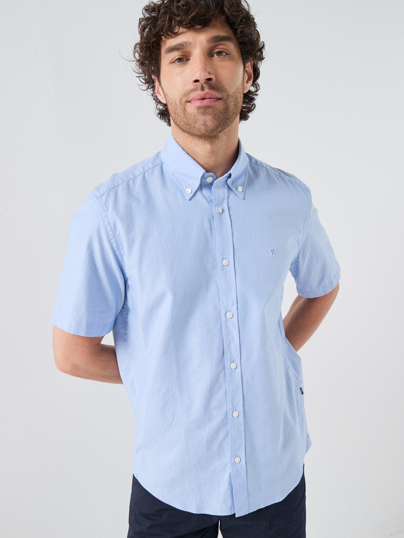 boss-button-down-short-sleeve-shirt-light-bluefront