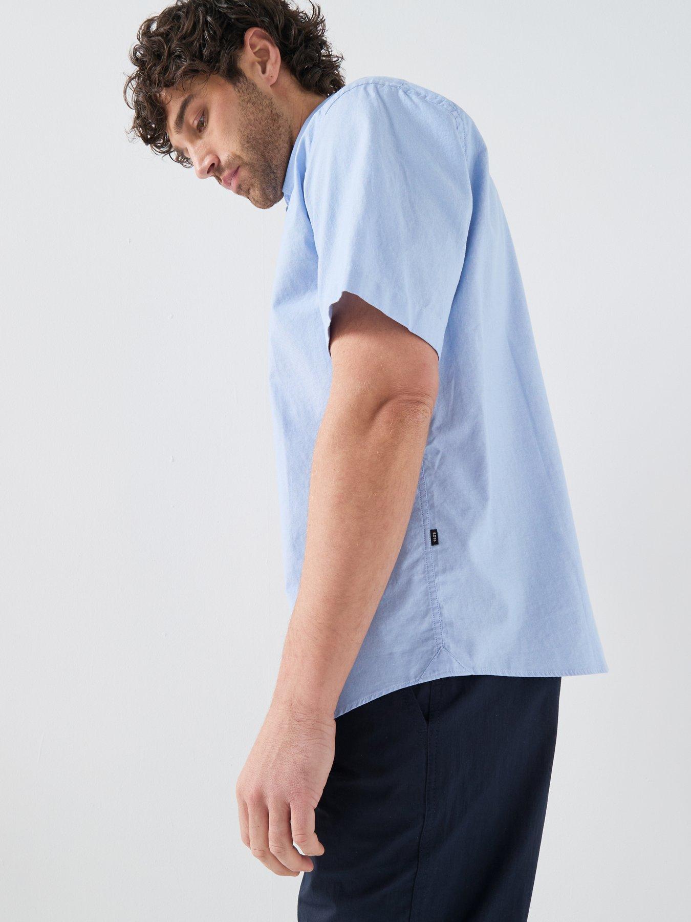 boss-button-down-short-sleeve-shirt-light-blueoutfit