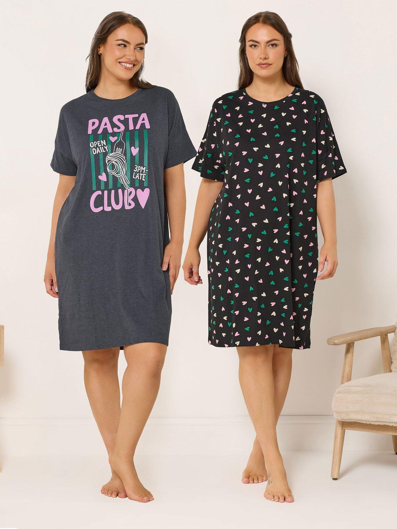 yours-curve-2-pack-pasta-sleeptee-nightdress-grey