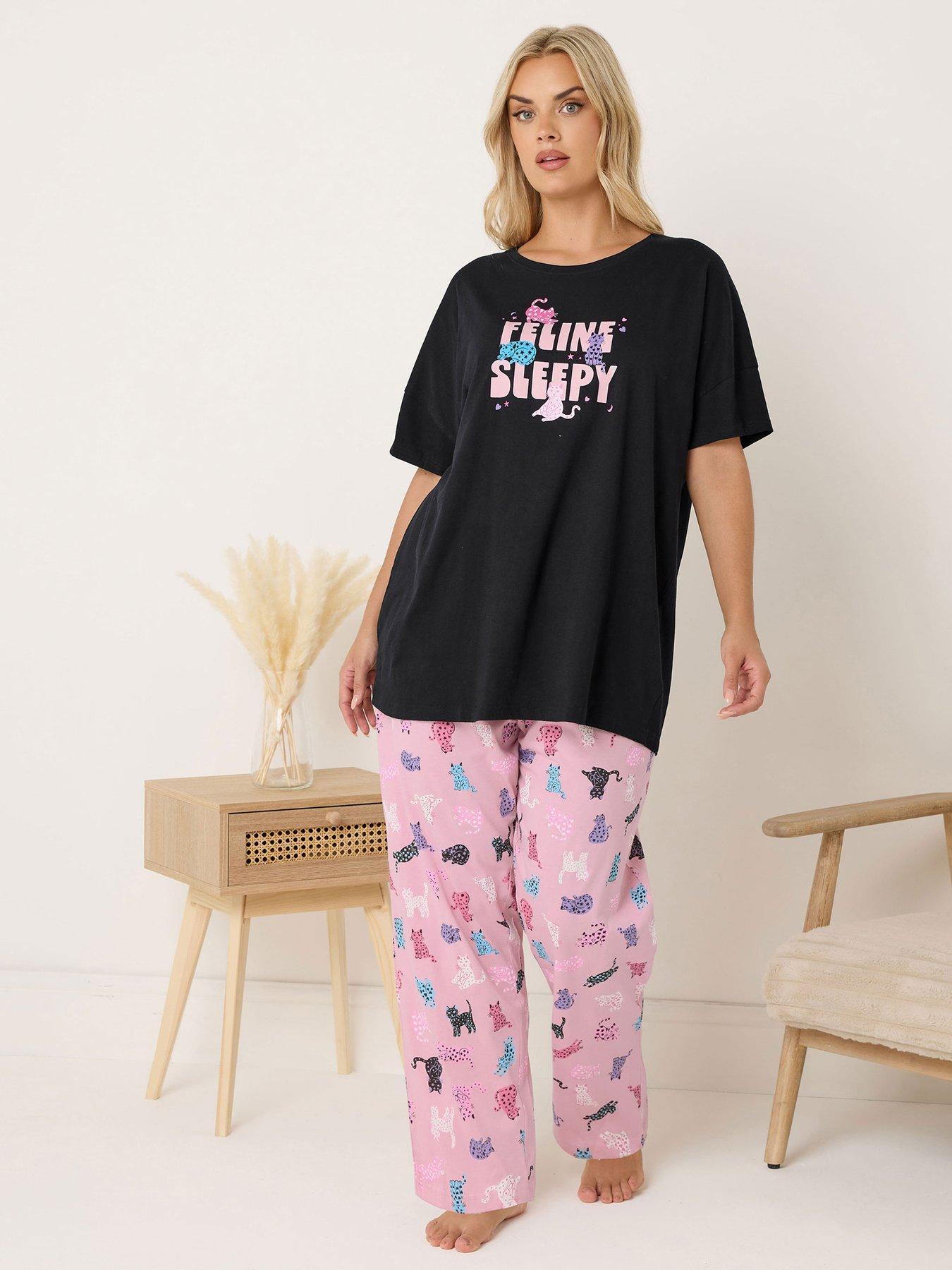 yours-curve-feline-sleepy-wide-leg-pyjama-set-black