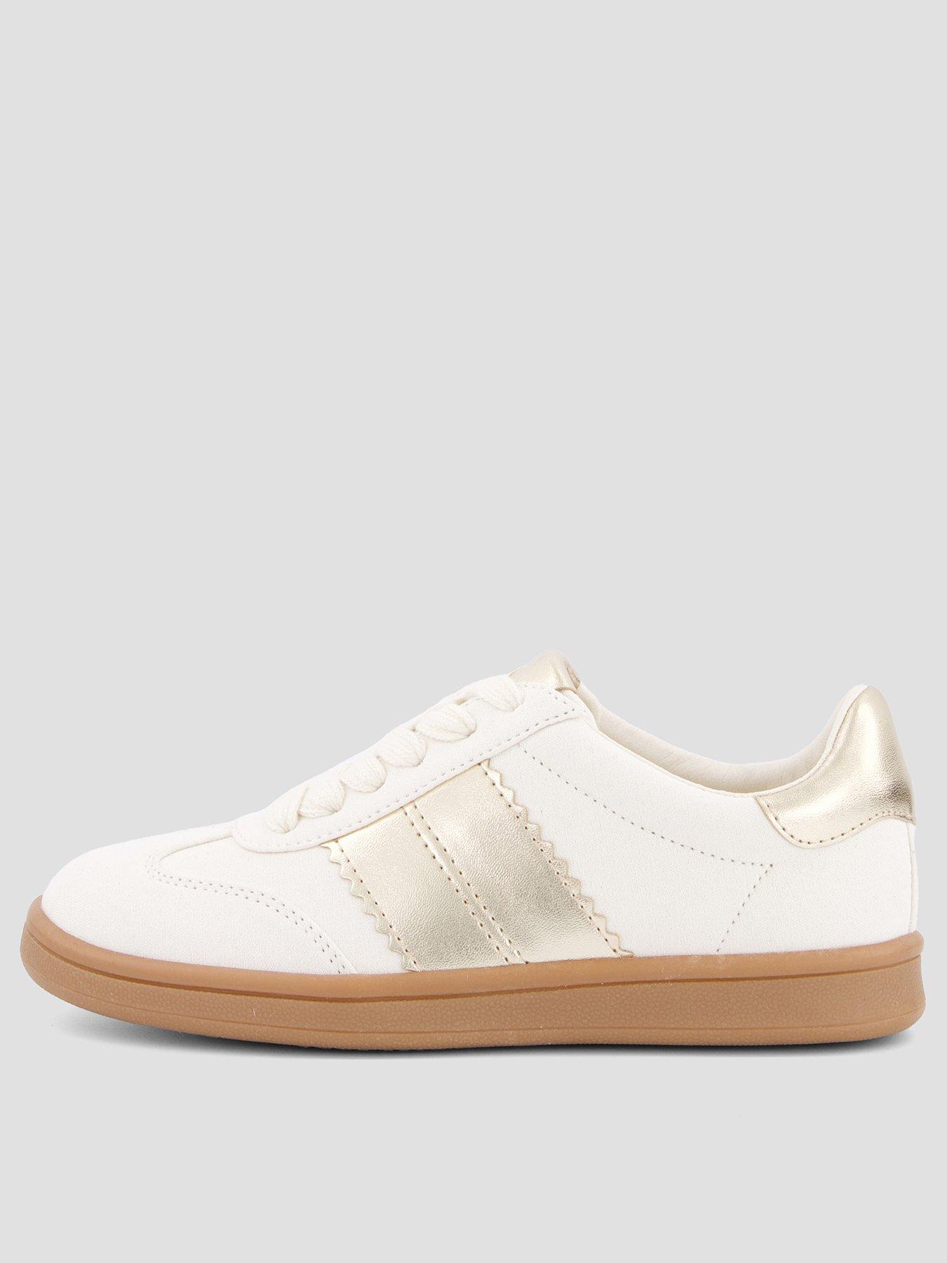 Image 1 of 7 of The Very Collection Girls Metallic Stripe Retro Trainer - Cream