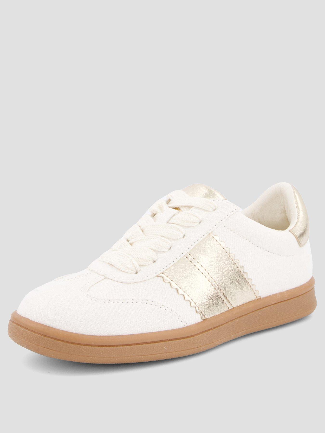 Image 2 of 7 of The Very Collection Girls Metallic Stripe Retro Trainer - Cream