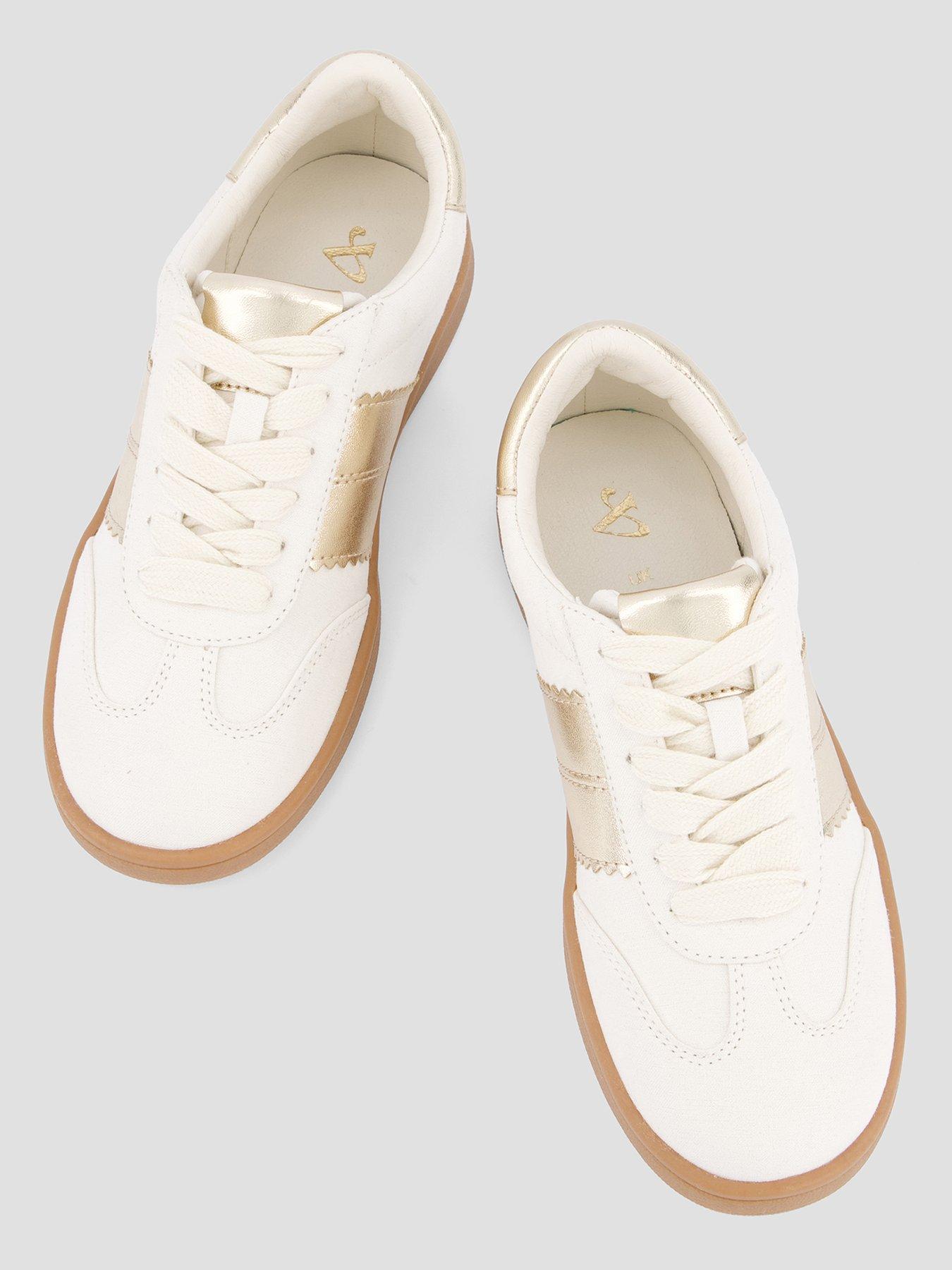 Image 3 of 7 of The Very Collection Girls Metallic Stripe Retro Trainer - Cream