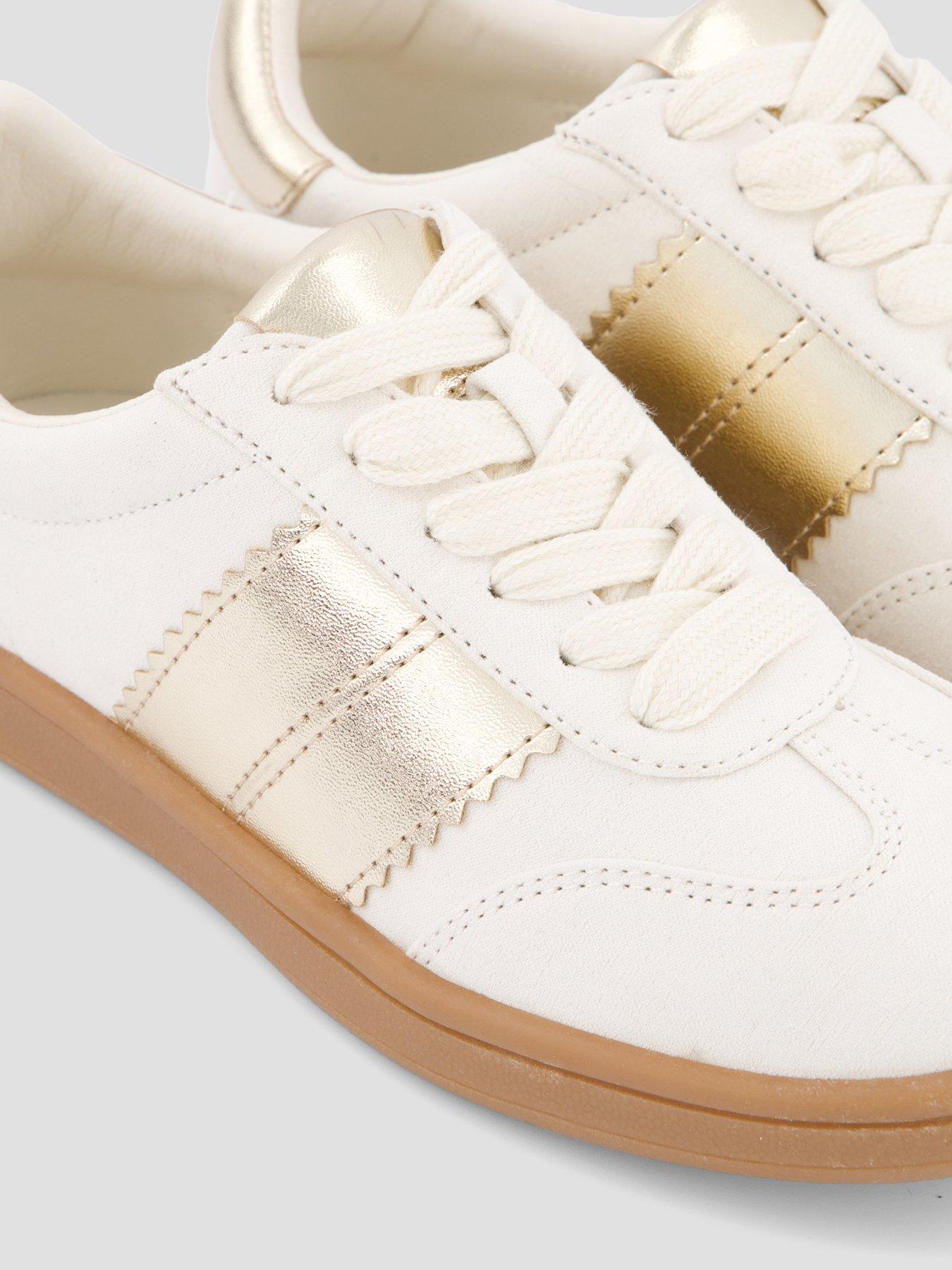 Image 5 of 7 of The Very Collection Girls Metallic Stripe Retro Trainer - Cream