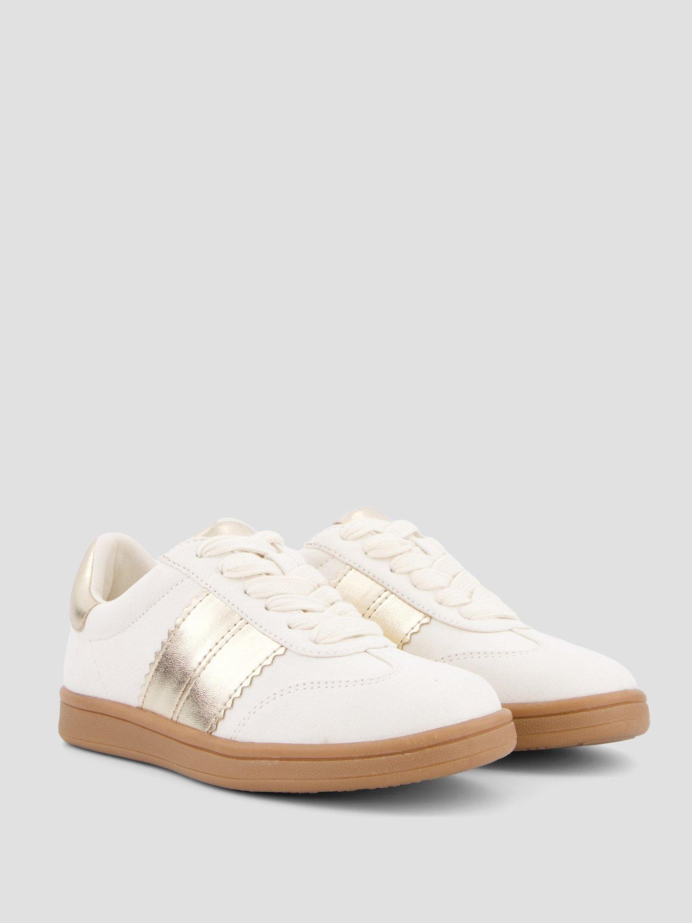 Image 6 of 7 of The Very Collection Girls Metallic Stripe Retro Trainer - Cream