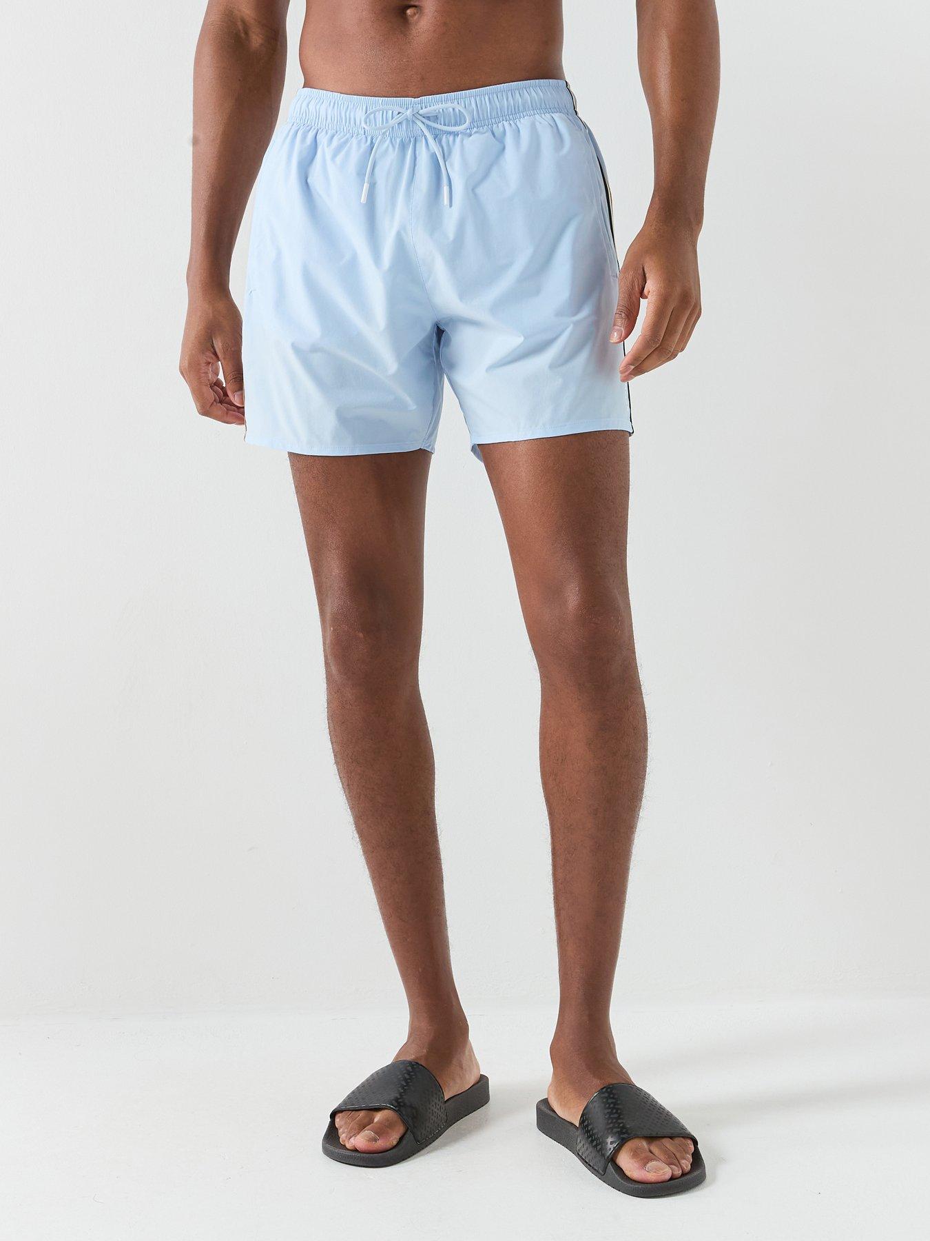 BOSS Iconic Global Side Tape Swim Shorts - Light Blue