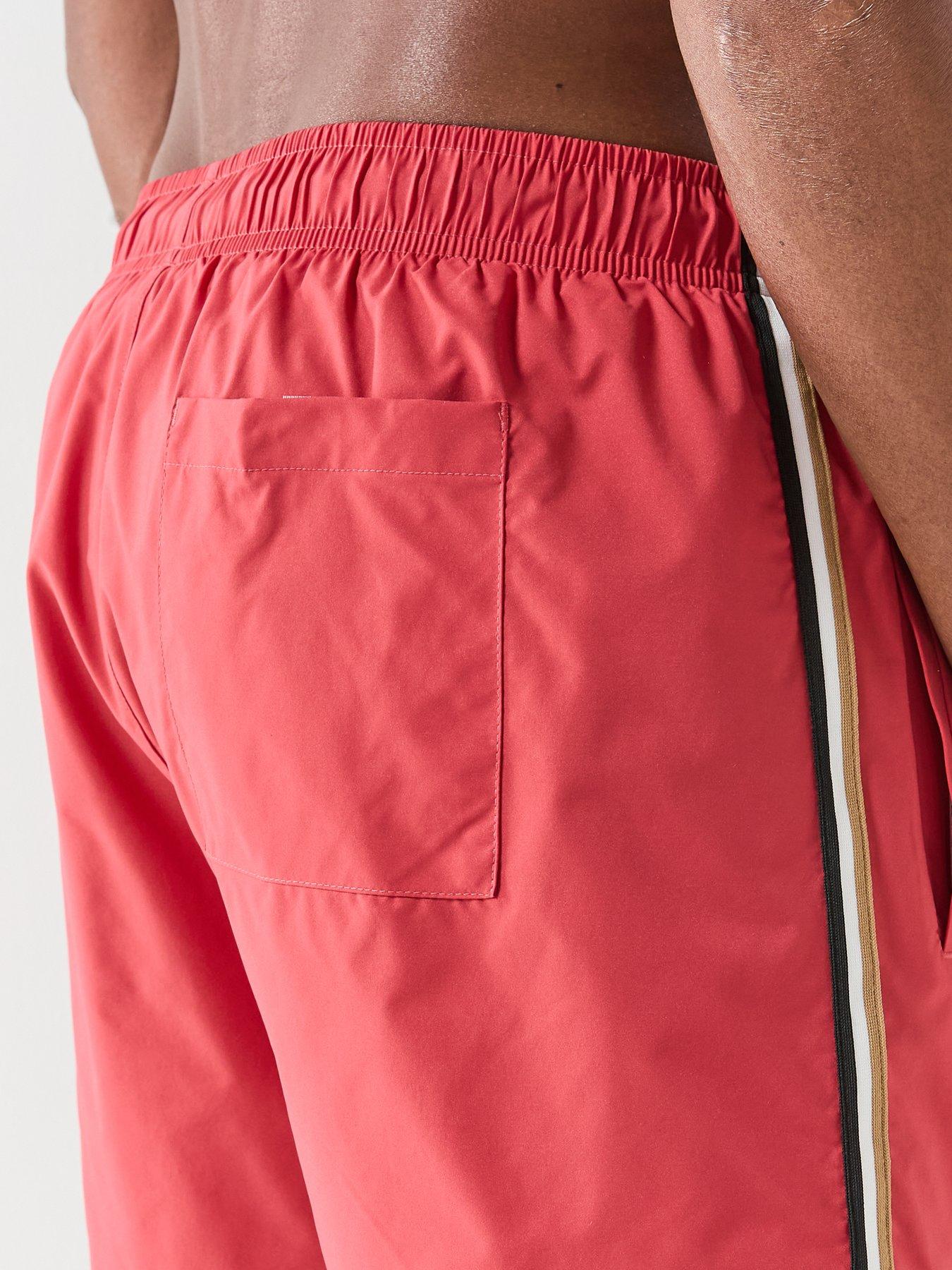 Image 5 of 5 of BOSS Iconic Global Side Tape Swim Shorts - Red