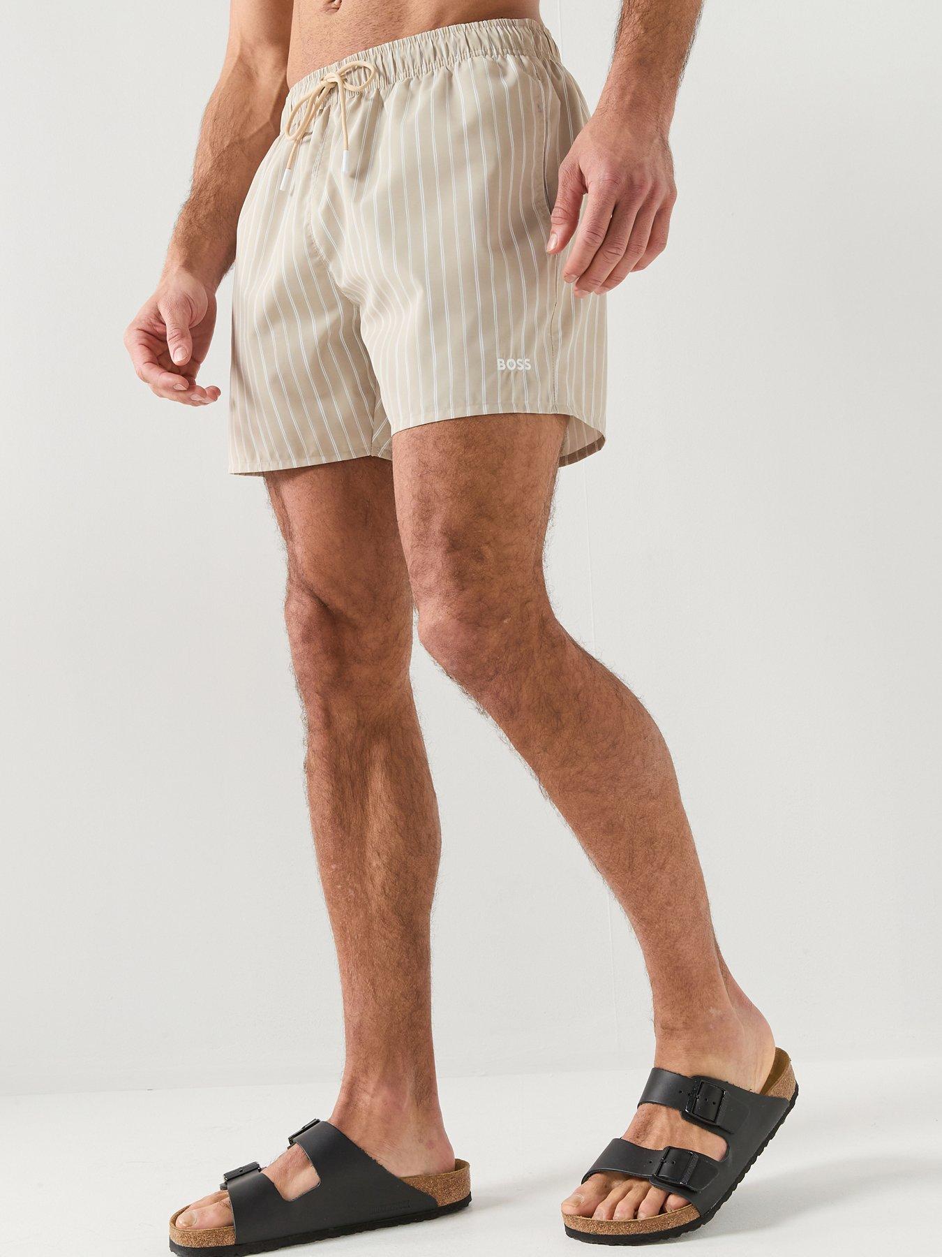 BOSS Sunfish Striped Swim Shorts - Beige