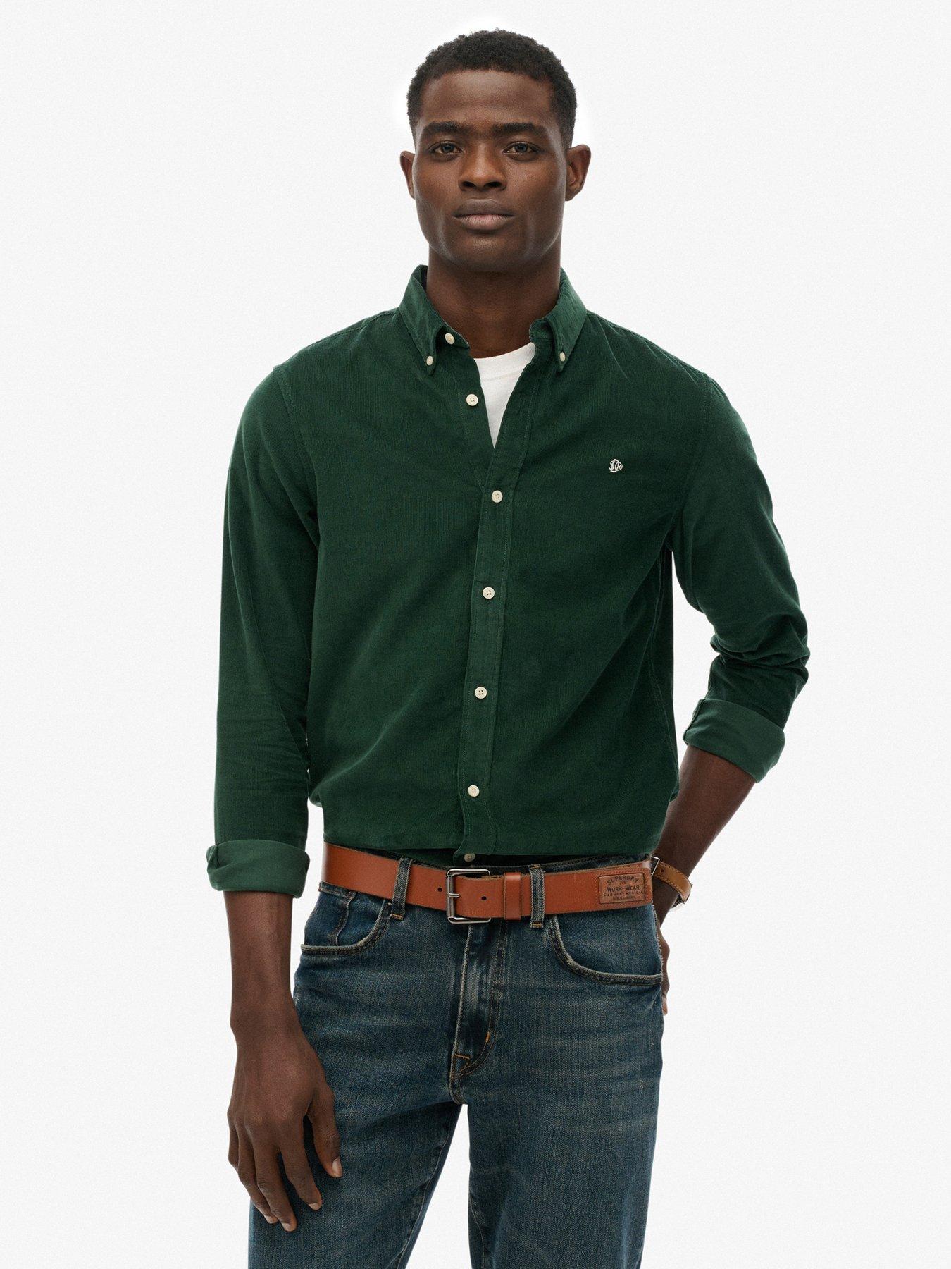 Superdry Superdry Classic Needle Cord Long Sleeve Shirt - Dark Green