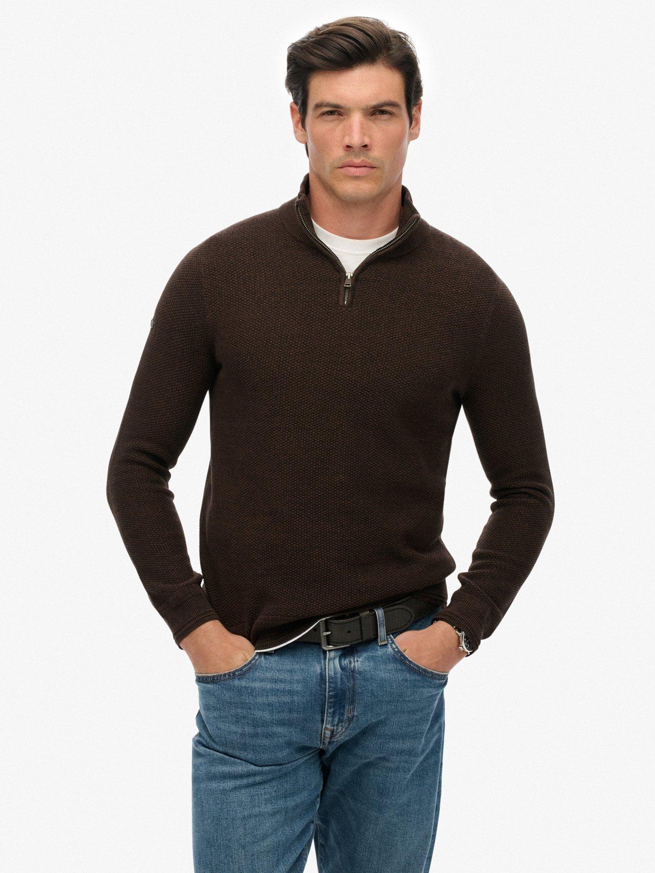 superdry-textured-knitted-quarter-zip-jumper-brown