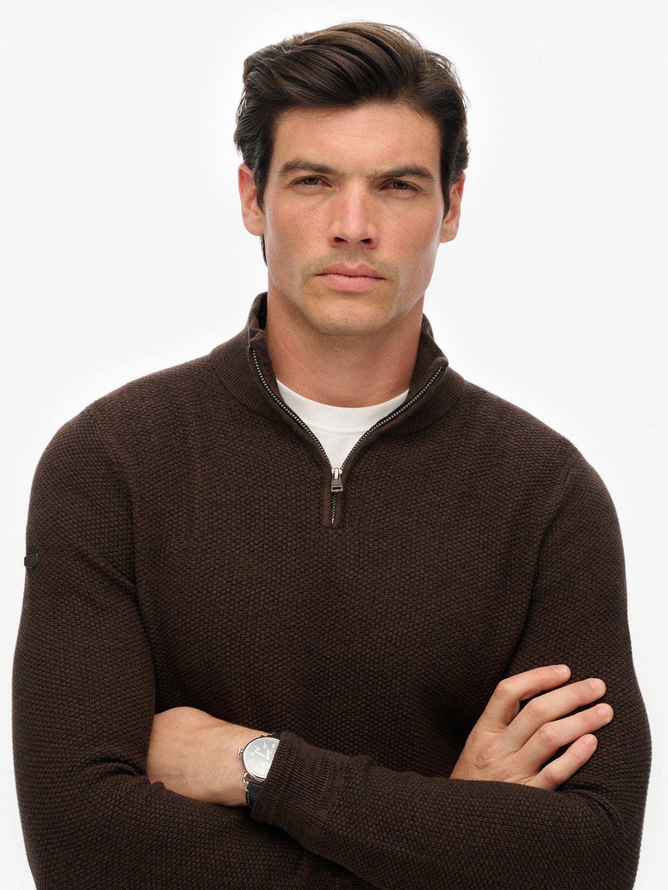 superdry-textured-knitted-quarter-zip-jumper-brownoutfit