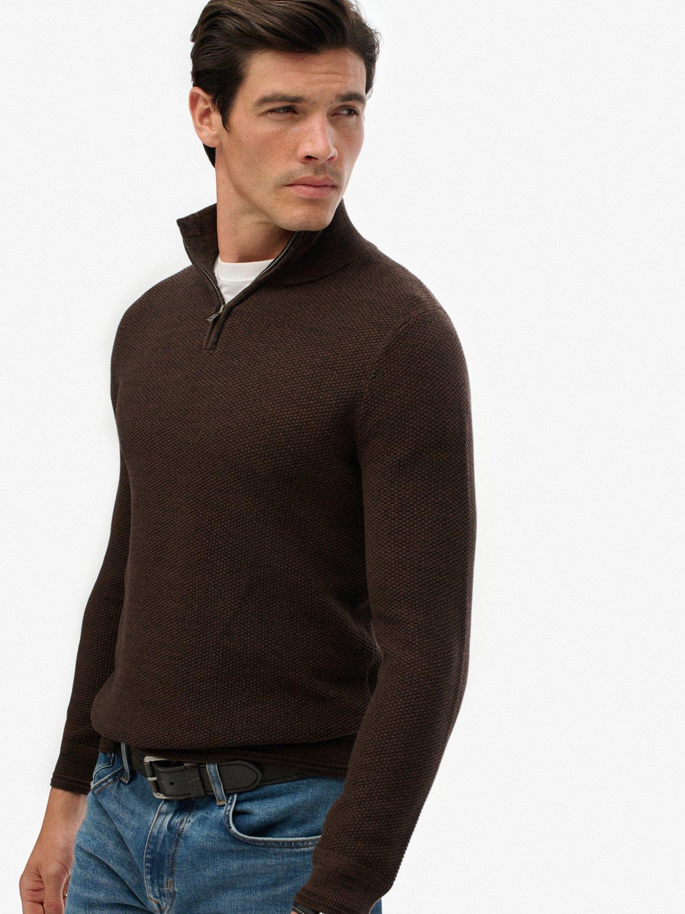 superdry-textured-knitted-quarter-zip-jumper-browndetail