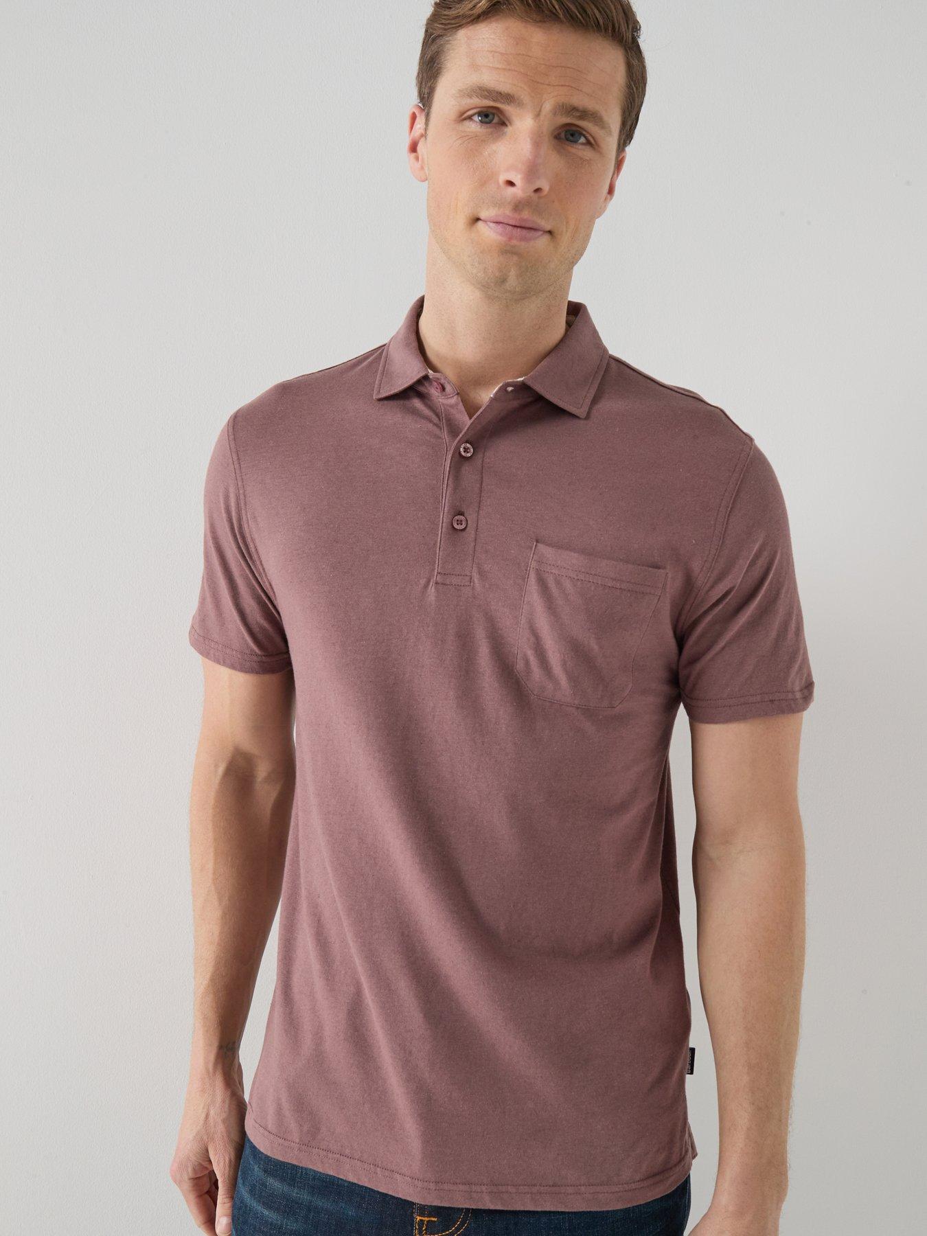 Barbour Steventon Linen Blend Tailored Fit Polo Shirt - Purple