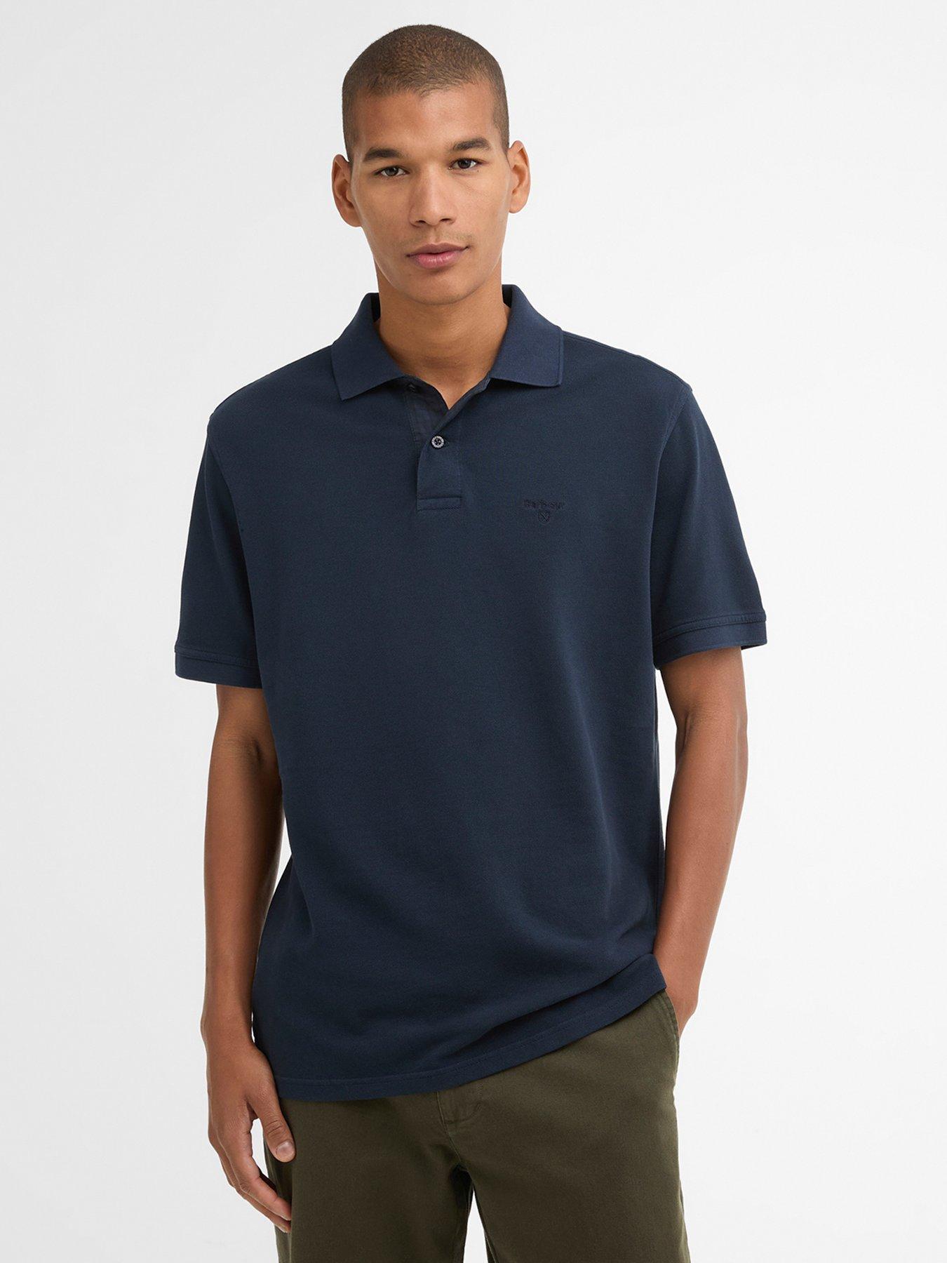 Image 1 of 5 of Barbour Washed Dye Tartan Pique Polo Shirt - Navy