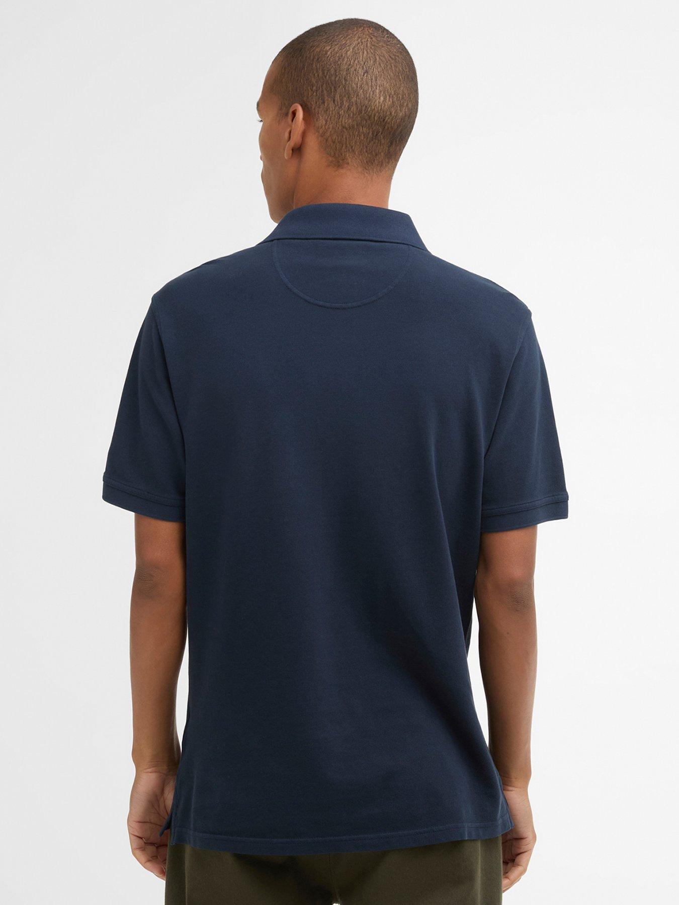 Image 2 of 5 of Barbour Washed Dye Tartan Pique Polo Shirt - Navy