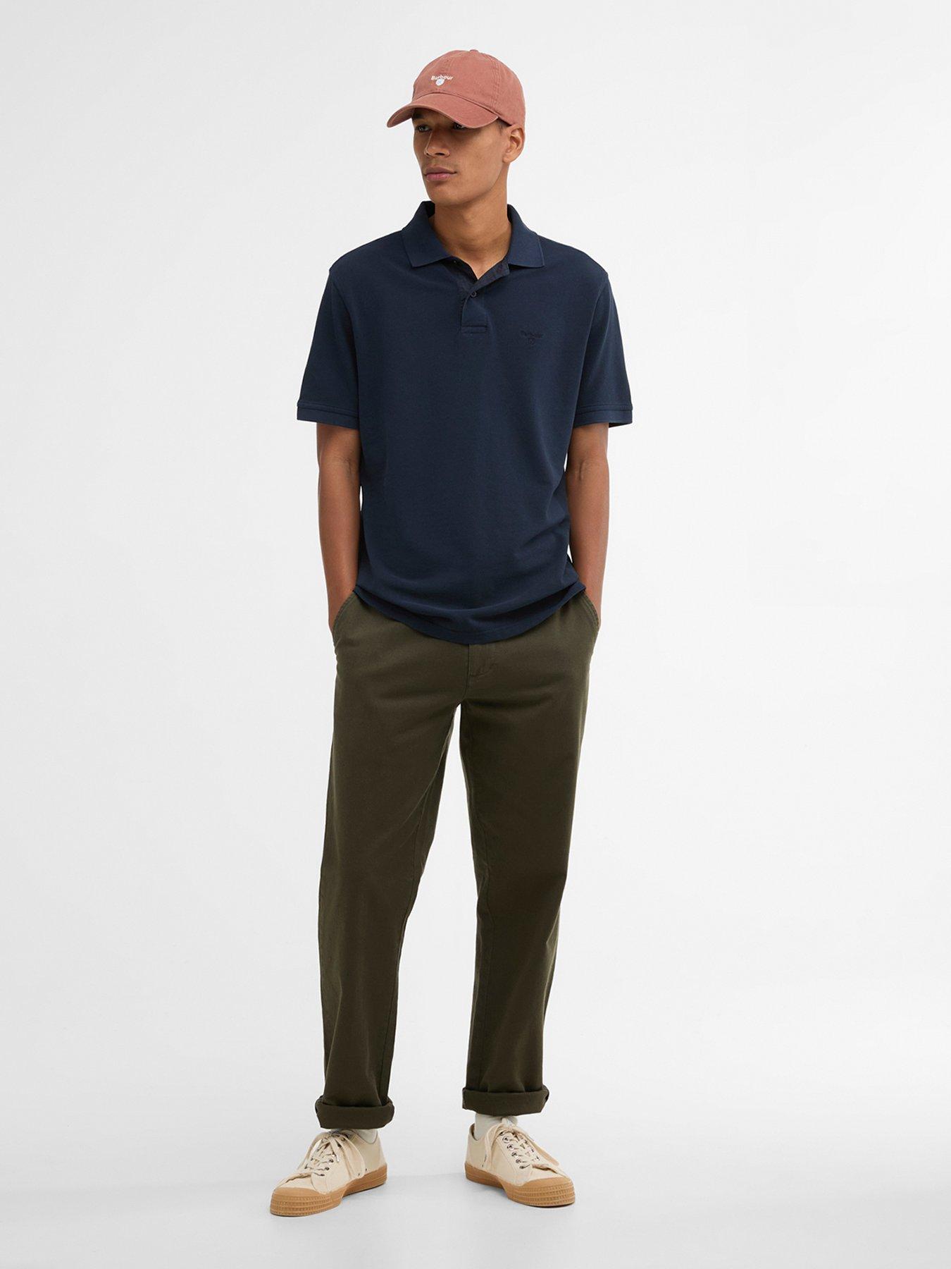 Image 3 of 5 of Barbour Washed Dye Tartan Pique Polo Shirt - Navy