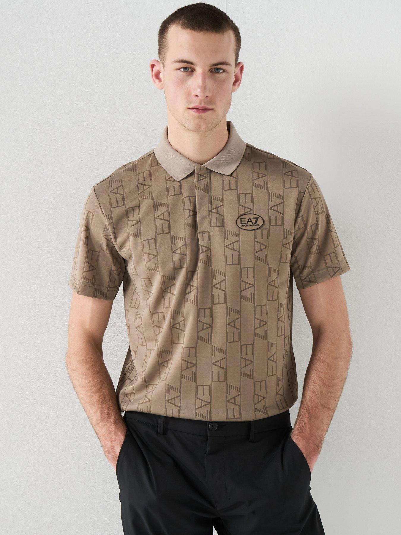 EA7 Emporio Armani Golf Pro Graphic Polo Shirt - Light Brown