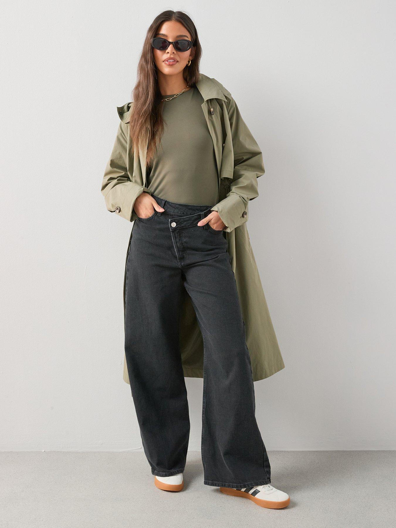 The Very Collection Wrap Front Wide Leg Jeans - Black