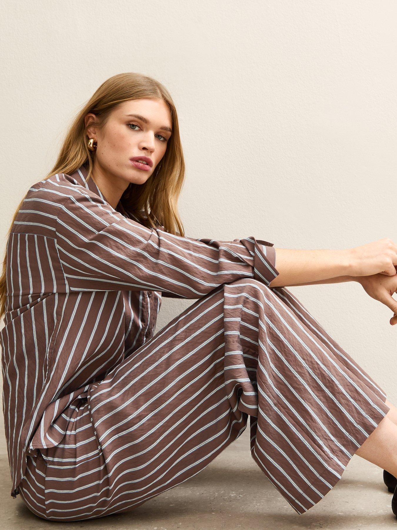 new-look-striped-drawstring-wide-leg-trousers-brownoutfit