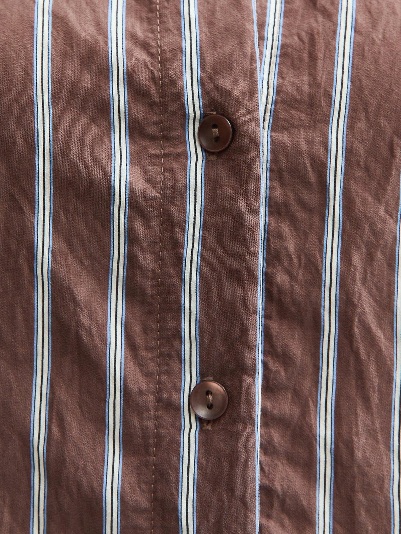 new-look-striped-button-up-shirt-browndetail