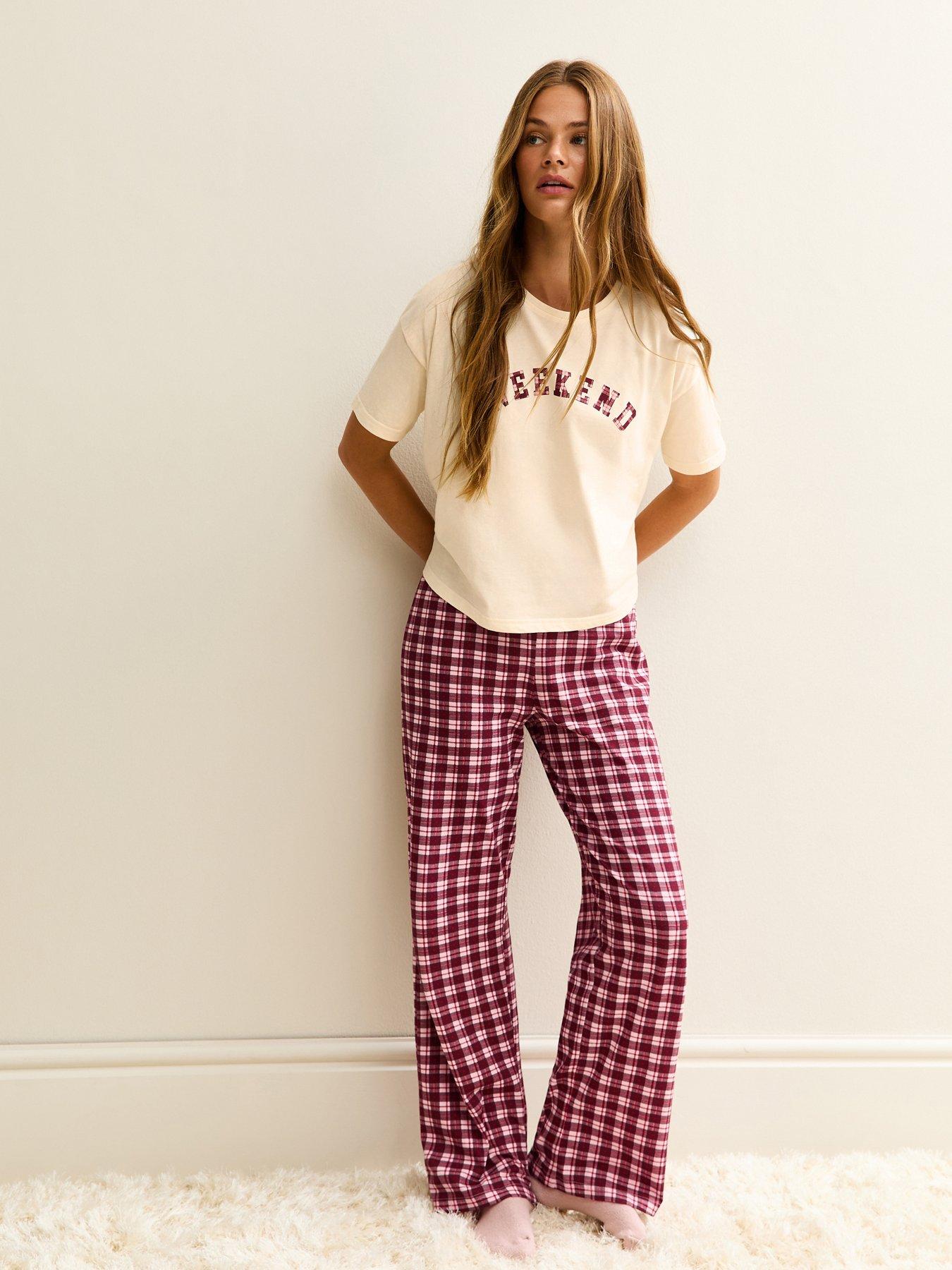 New Look Check Pyjama Trousers - Burgundy