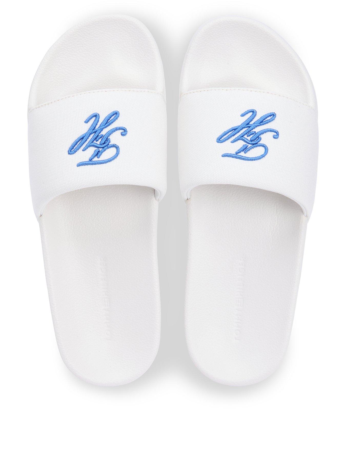 Tommy Hilfiger TH Script Pool Sliders - White